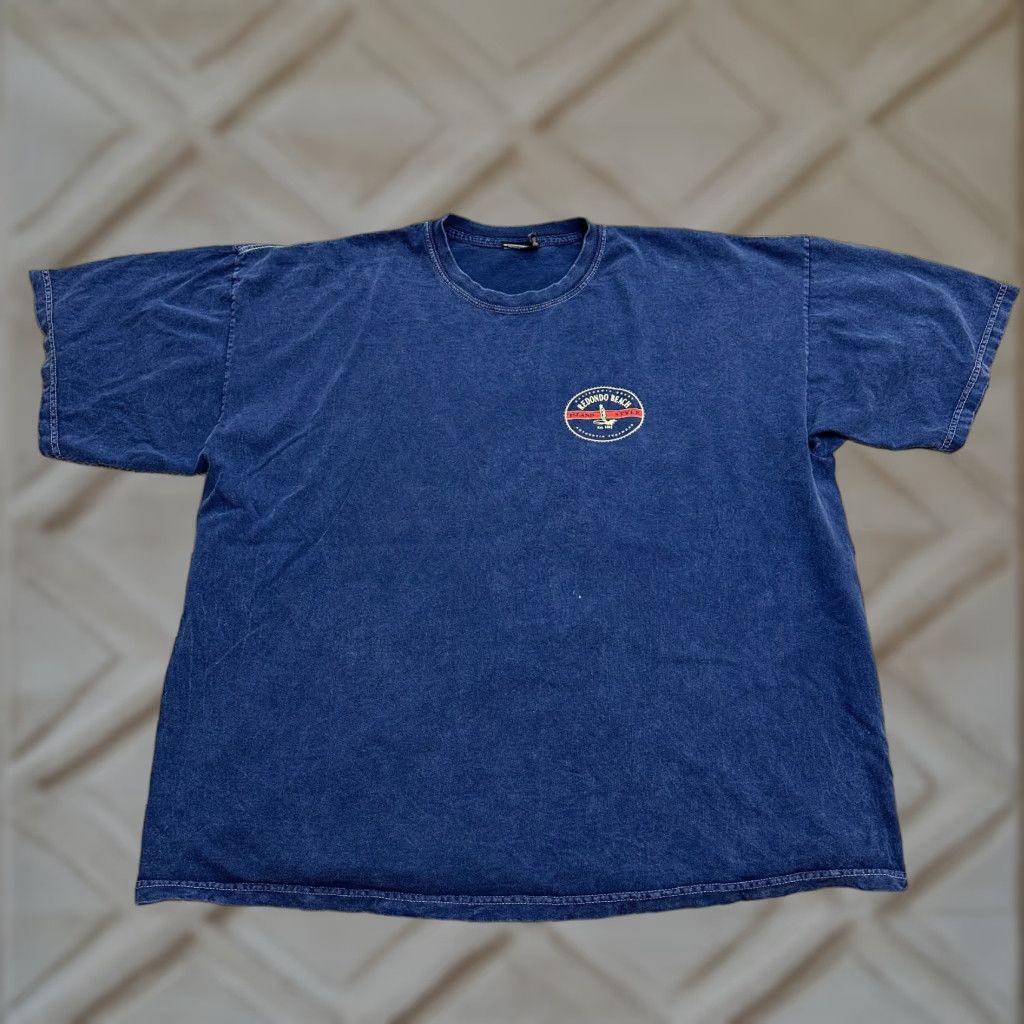 Vintage Renondo Beach T-Shirt Men 2XL Blue Short Sleeve Crew Neck Cotton Logo All Seasons Beach Tropical Mens Size US XXL / EU 58 / 5 - 1 Thumbnail