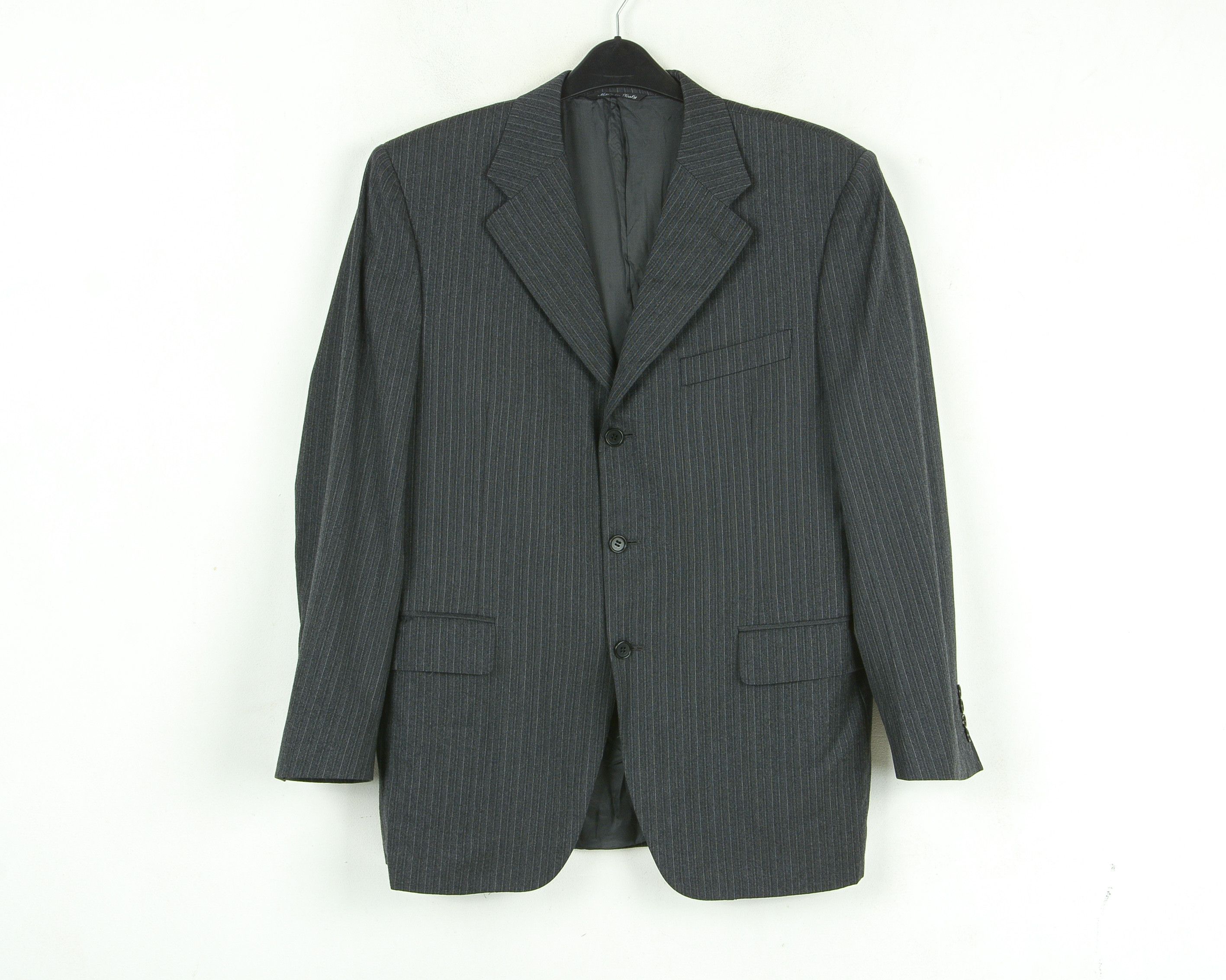 Canali Italian Blazer Pinstriped Wool US 42 UK Jacket Suit L Grey Size 42S - 1 Thumbnail