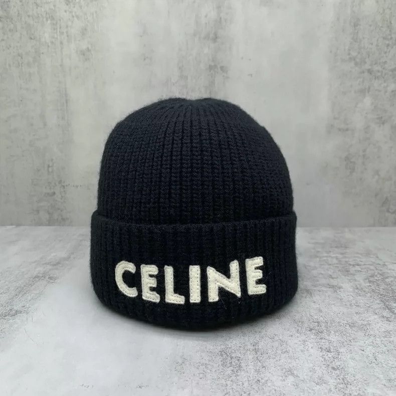Celine Celine Black Letter Knit Cap Hat Size ONE SIZE - 4 Thumbnail