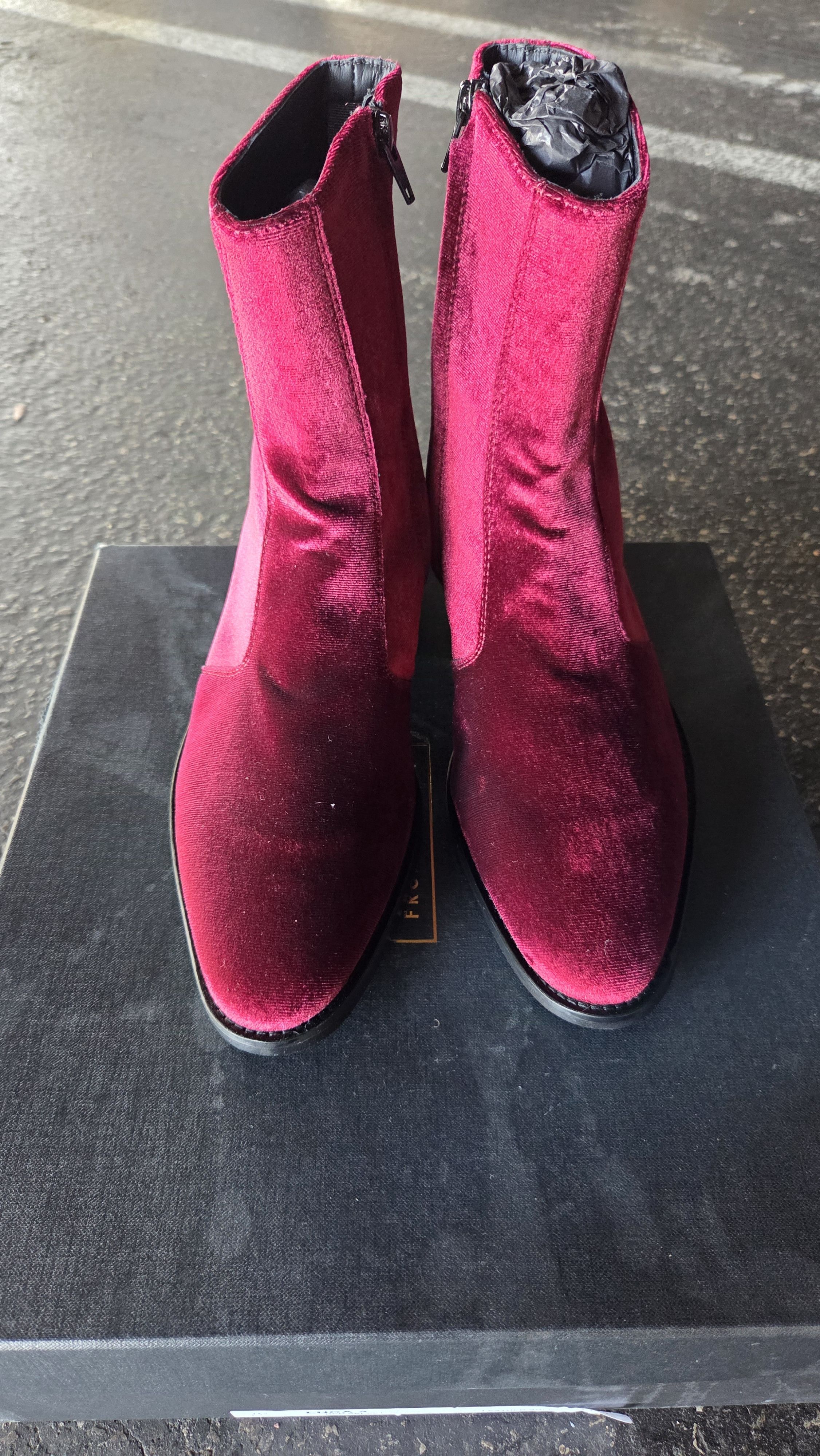 From The First From the First Red Lucas velvet chelsea boots 41 Size US 8 / EU 41 - 1 Thumbnail
