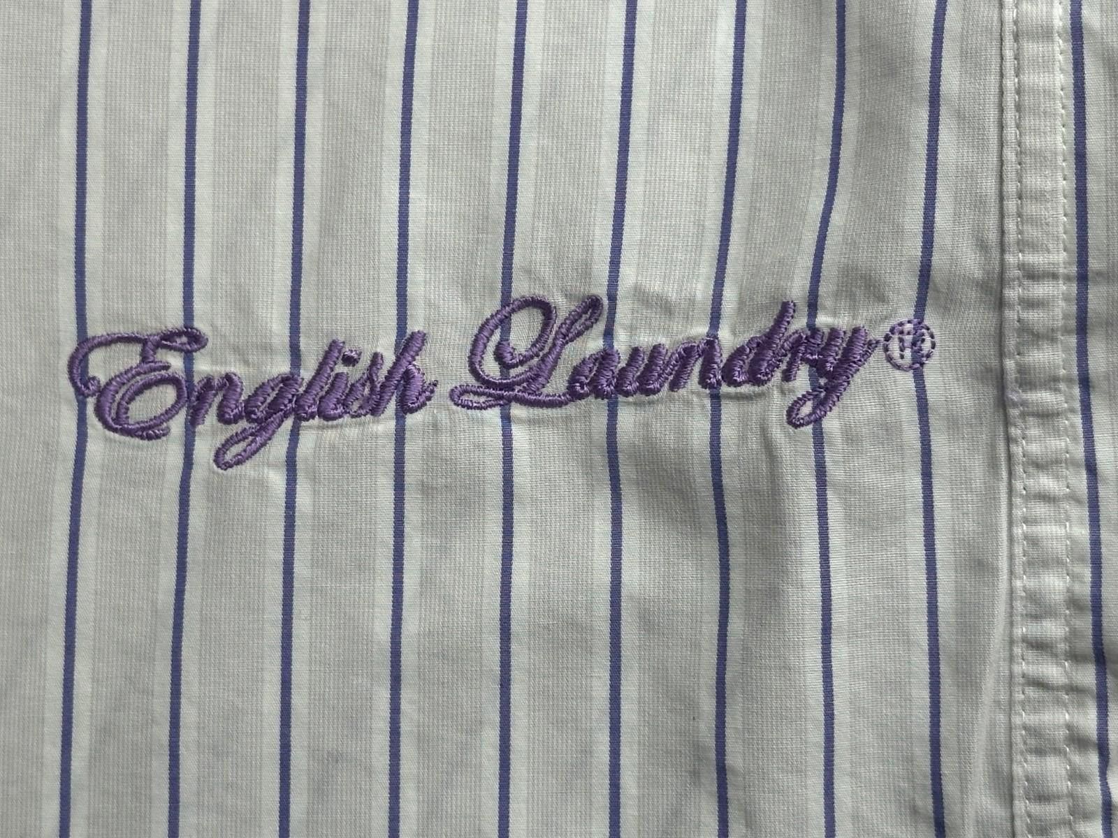 English Laundry English Laundry Embroidered Purple Striped Shirt White 2XL Size US XXL / EU 58 / 5 - 6 Thumbnail
