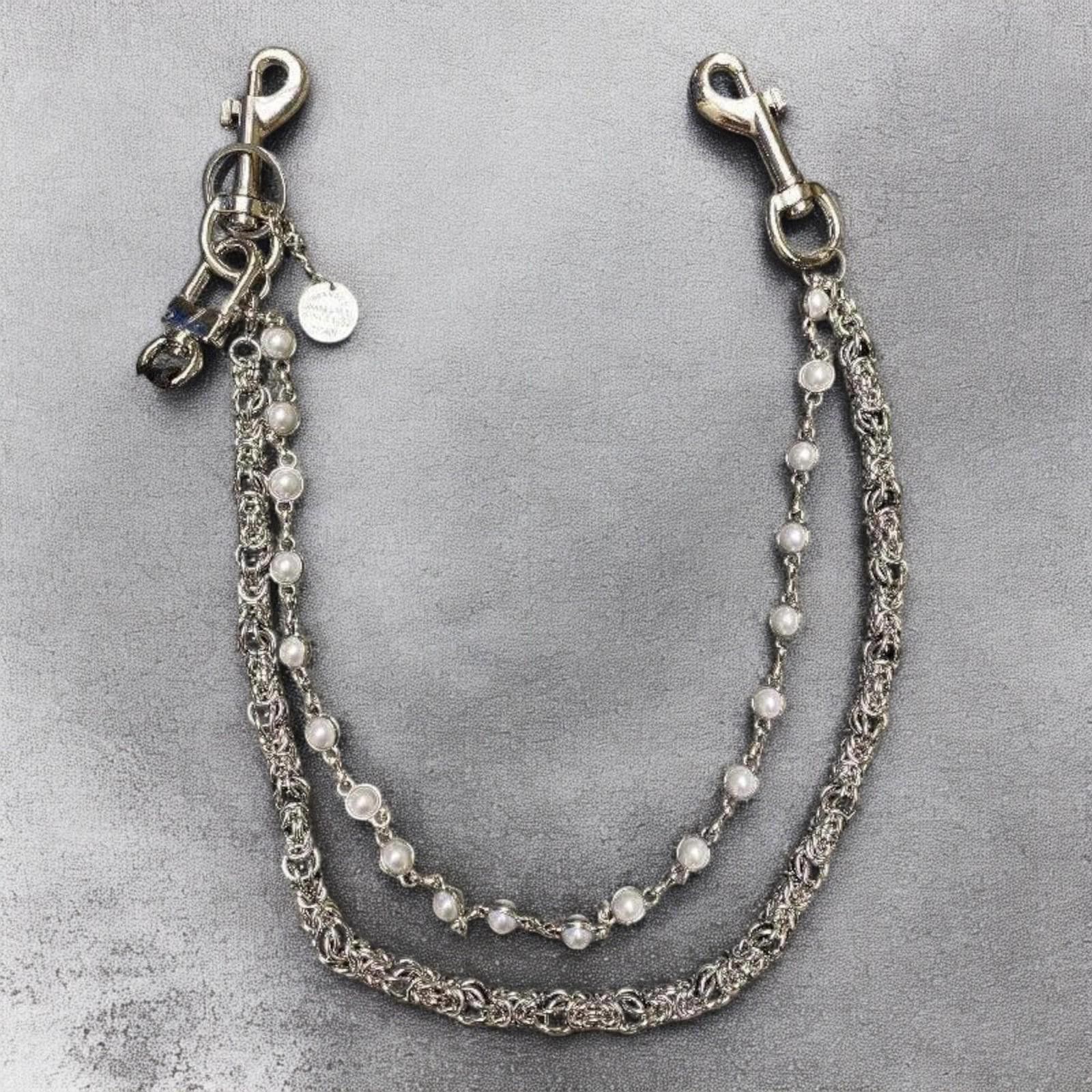 Jewelry Double Layered Pearl Wallet Chain, Keychain for Jeans Size ONE SIZE - 6 Thumbnail