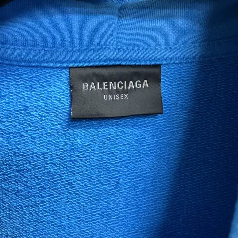 Balenciaga Balenciaga Blue Worn Effect Graffiti Zip Hoodie Size US XXS / EU 40 - 3 Thumbnail