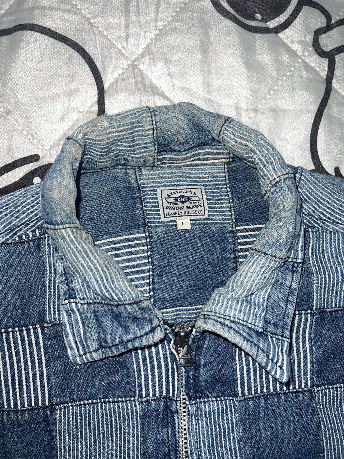 Kapital 1990s Kearney - Hickory Patchwork Boro Denim Zipper Shirts Size US L / EU 52-54 / 3 - 4 Thumbnail