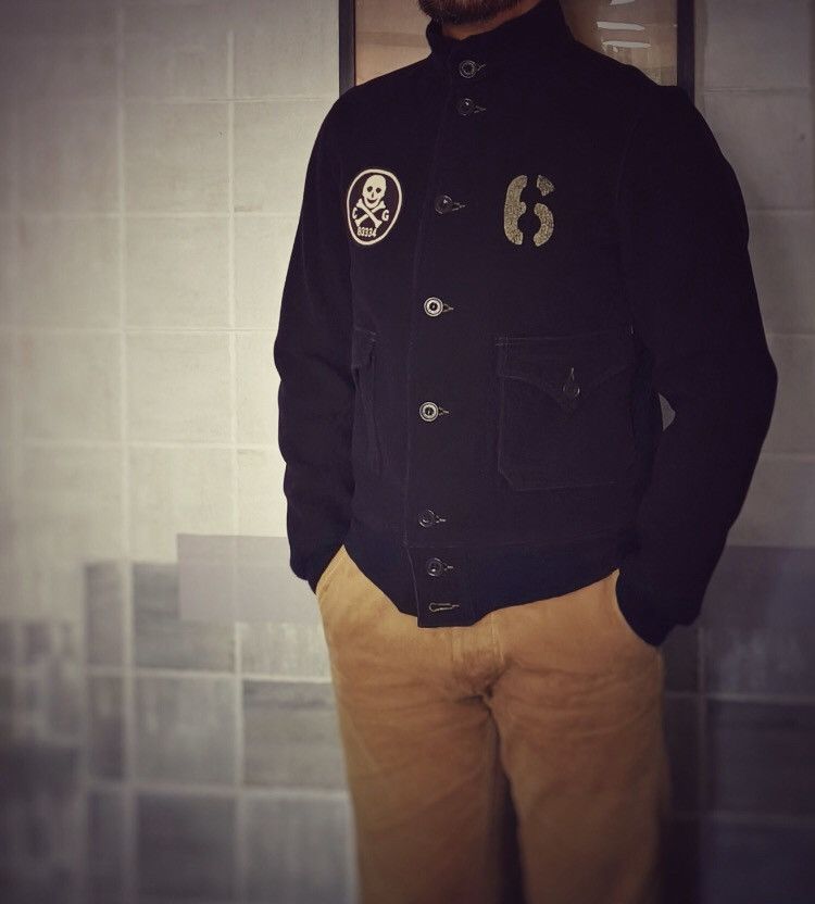 Freewheelers Freewheels Exclusive Skeleton Squadron A1 Wool Jacket- Size US L / EU 52-54 / 3 - 6 Thumbnail