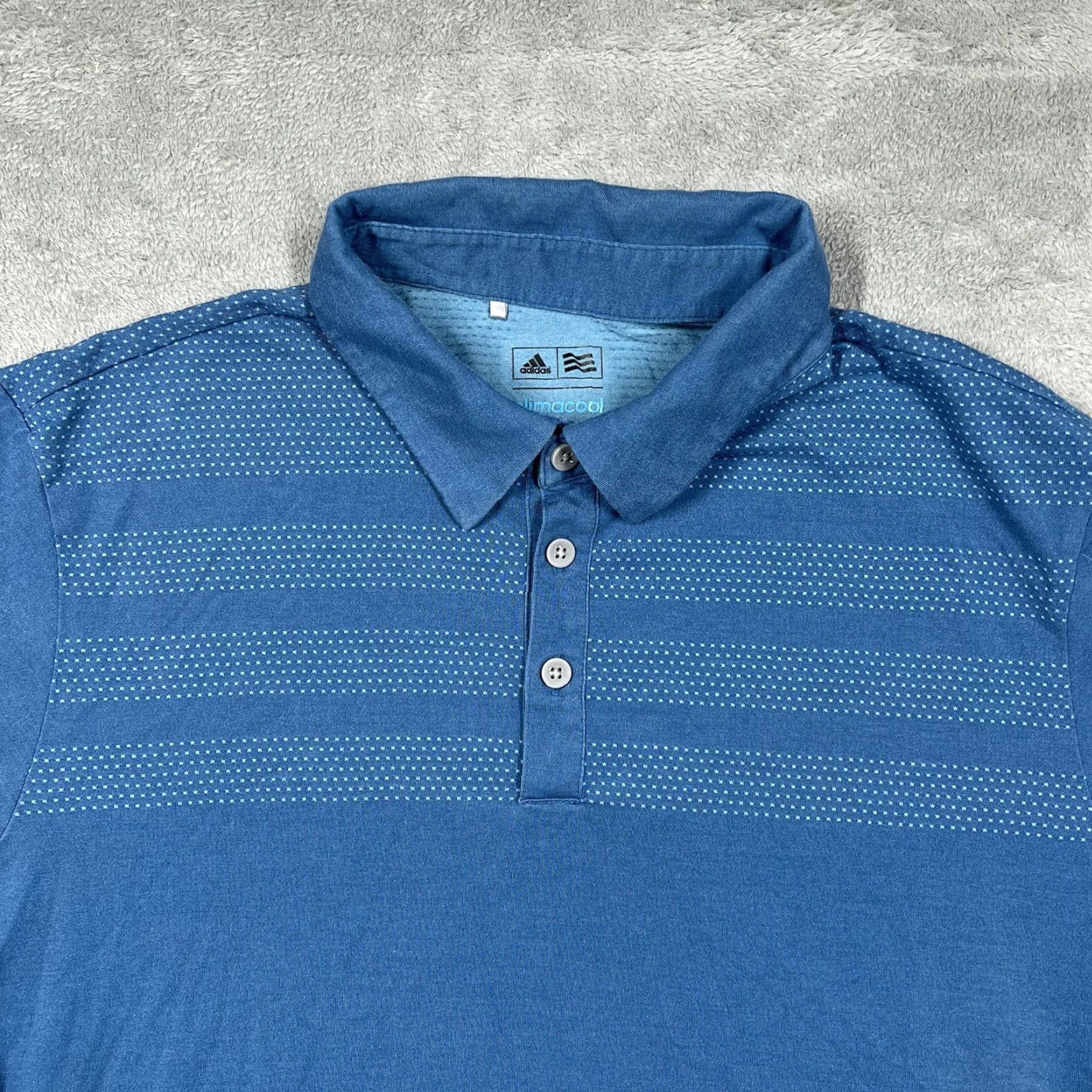 Adidas Adidas Climacool Polo Shirt Men XL Short Sleeve Teal Blue BC4063 Mapped Logo, Striped, Knit, Golf, All Seasons Size US XL / EU 56 / 4 - 6 Thumbnail