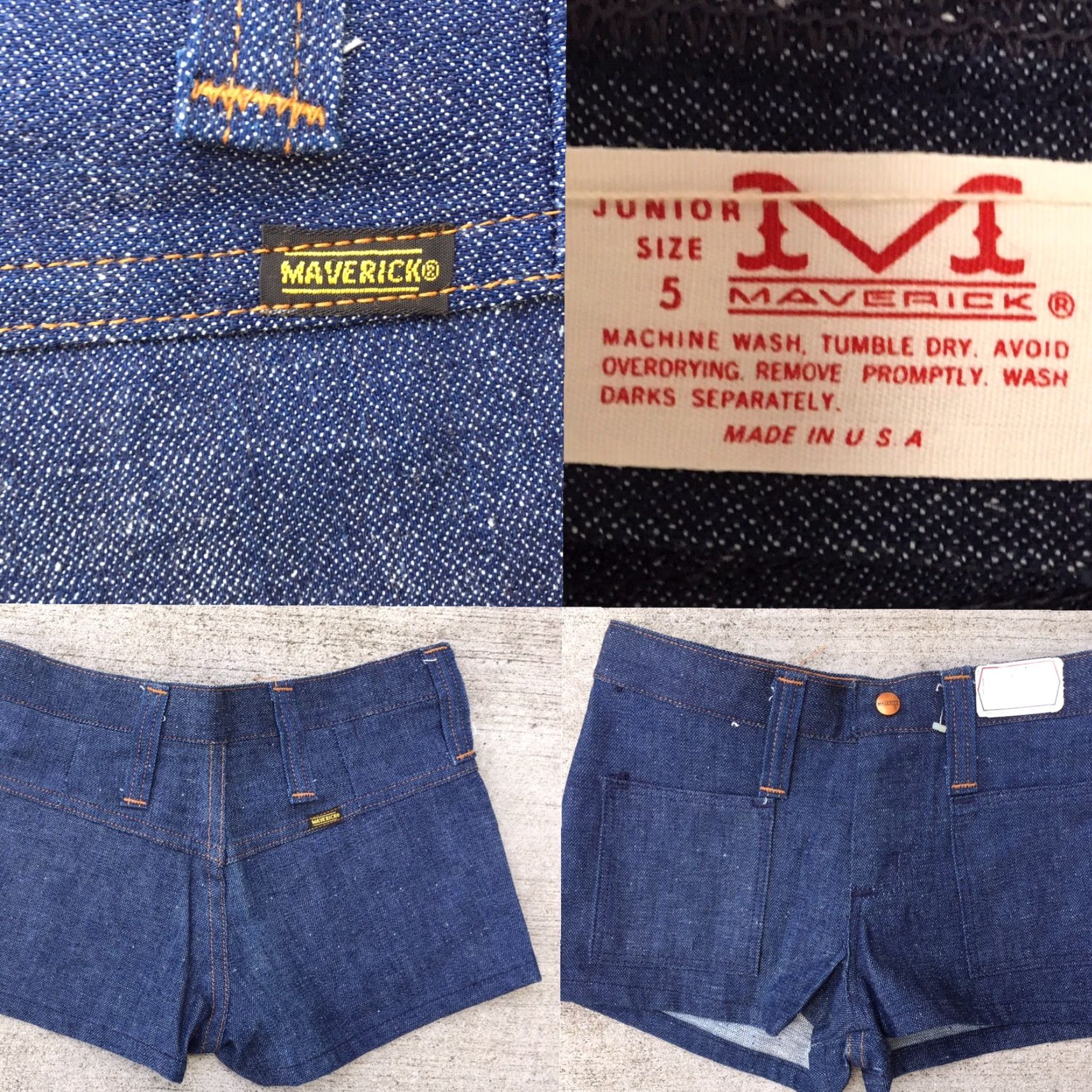 Denime VINTAGE Maverick Denim Shorts Shorts XS Festival Cowboy Cowgirl Western 1970s USA Made Jeans Hippe Hippie Look Size 26" / US 2 / IT 38 - 2 Thumbnail