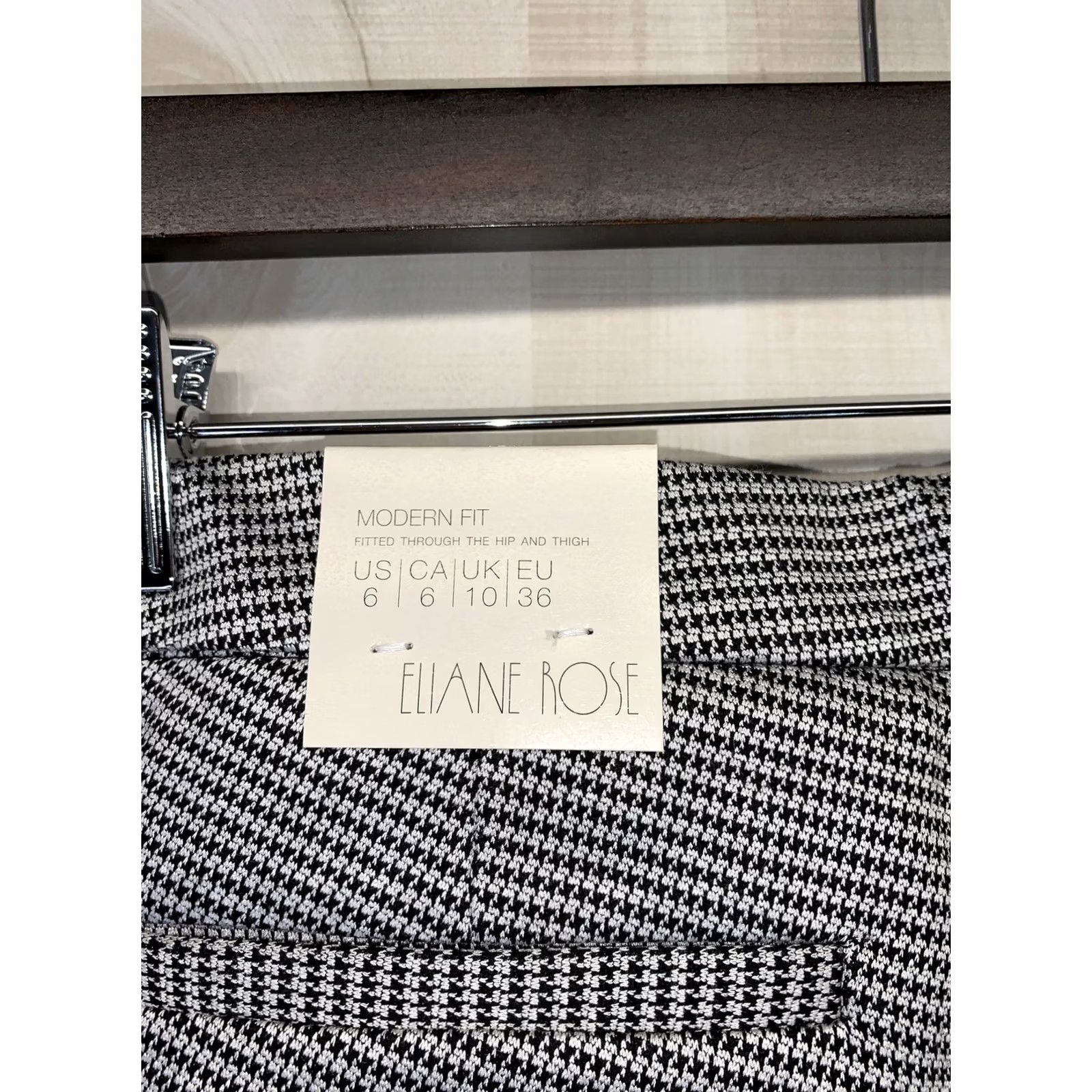 Vintage VINTAGE Eliane Rose Women’s SZ 6 Modern Fit Houndstooth Print Pants Career/Office NWT Size 28" / US 6 / IT 42 - 6 Thumbnail