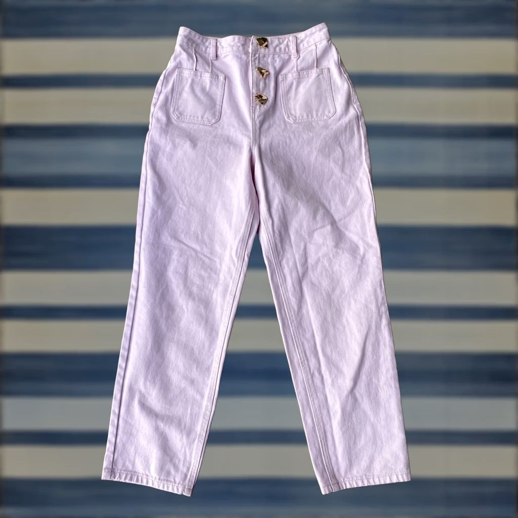 Self-Portrait Self-Portrait Jeans Pants Straight Leg Jewels Women 28x28 Pink Size 28" / US 6 / IT 42 - 1 Thumbnail