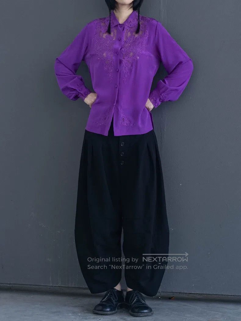 Comme des Garcons Comme Des Garcons Early hand-embroidered purple silk shirt Size M / US 6-8 / IT 42-44 - 8 Thumbnail