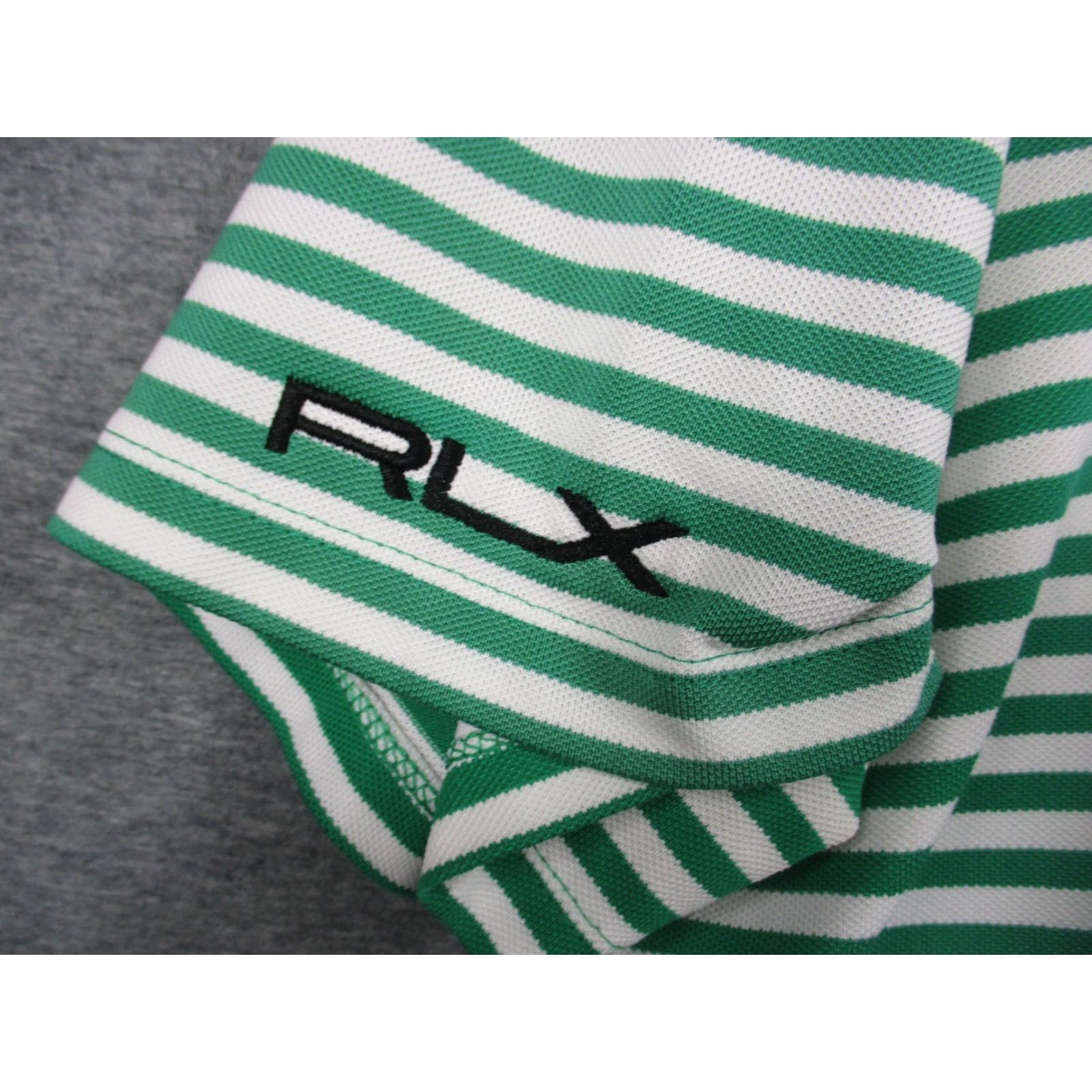 Ralph Lauren VINTAGE RLX Ralph Lauren Polo Shirt Large Mens Green Stripe Stretch Golf Size US L / EU 52-54 / 3 - 3 Thumbnail