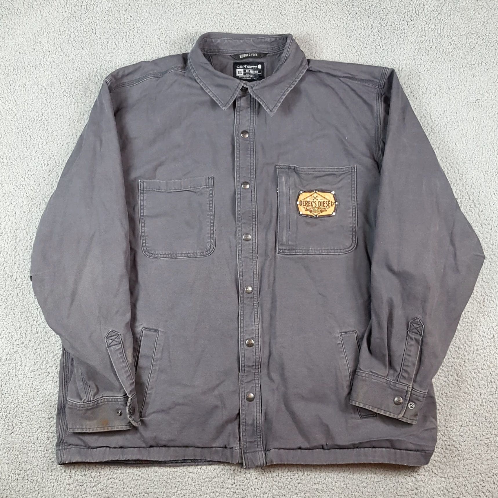 Carhartt VINTAGE Carhartt Canvas Work Jacket Gray 2XL Button Up Lined Relaxed Fit All Seasons Mens Size US XXL / EU 58 / 5 - 2 Thumbnail