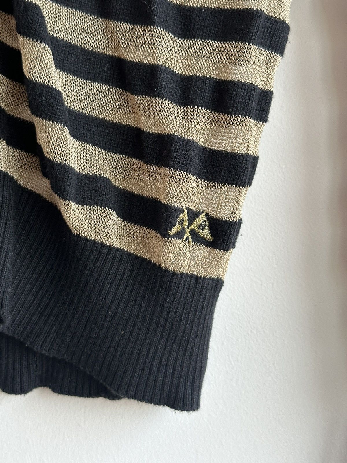 Burberry 90s Thomas Burberry Striped Black/Gold Knit Cardigan Size S Size US S / EU 44-46 / 1 - 4 Thumbnail