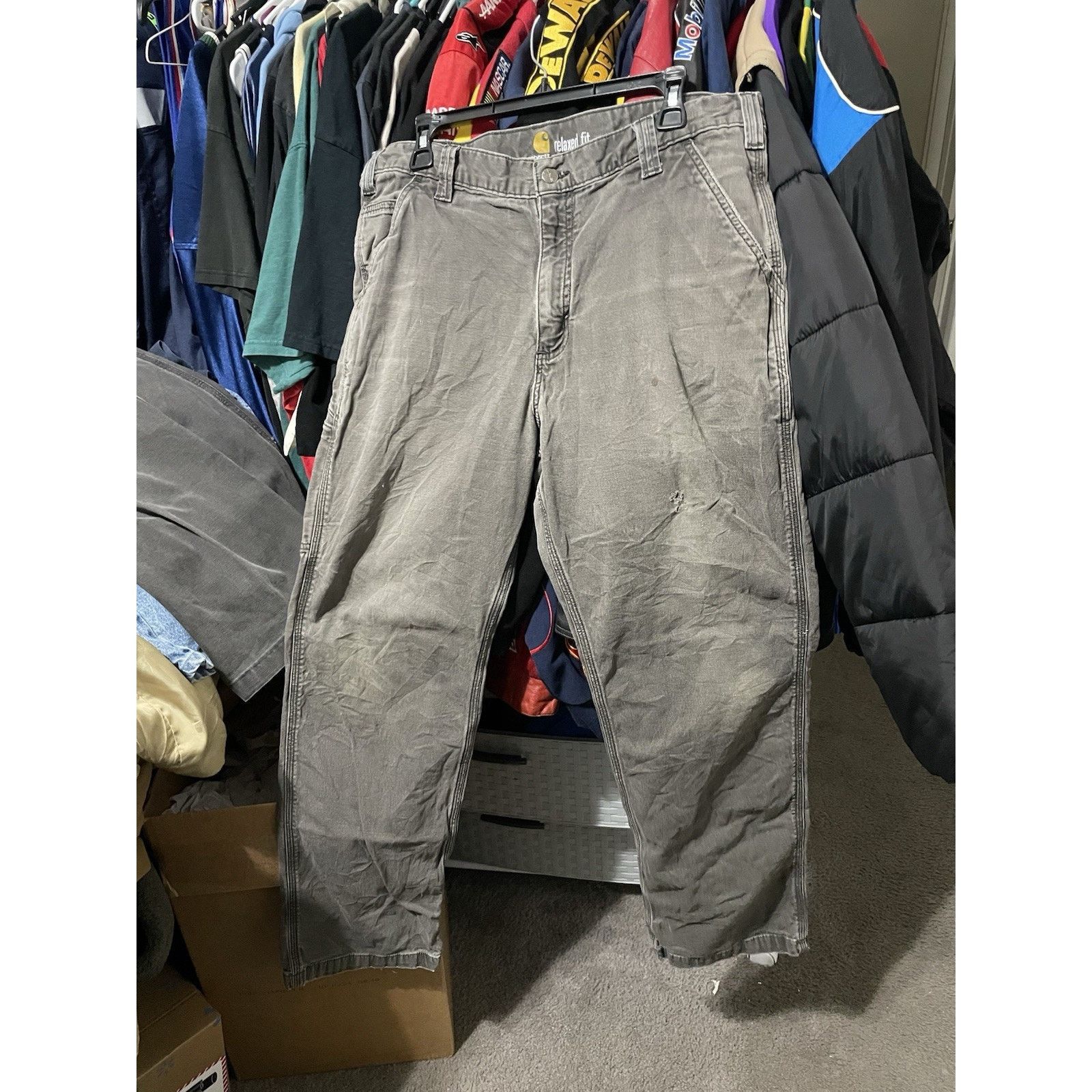 Carhartt Size 36x32- Carhartt Grey Regular Jeans Relaxed Fit Canvas Size US 36 / EU 52 - 1 Thumbnail