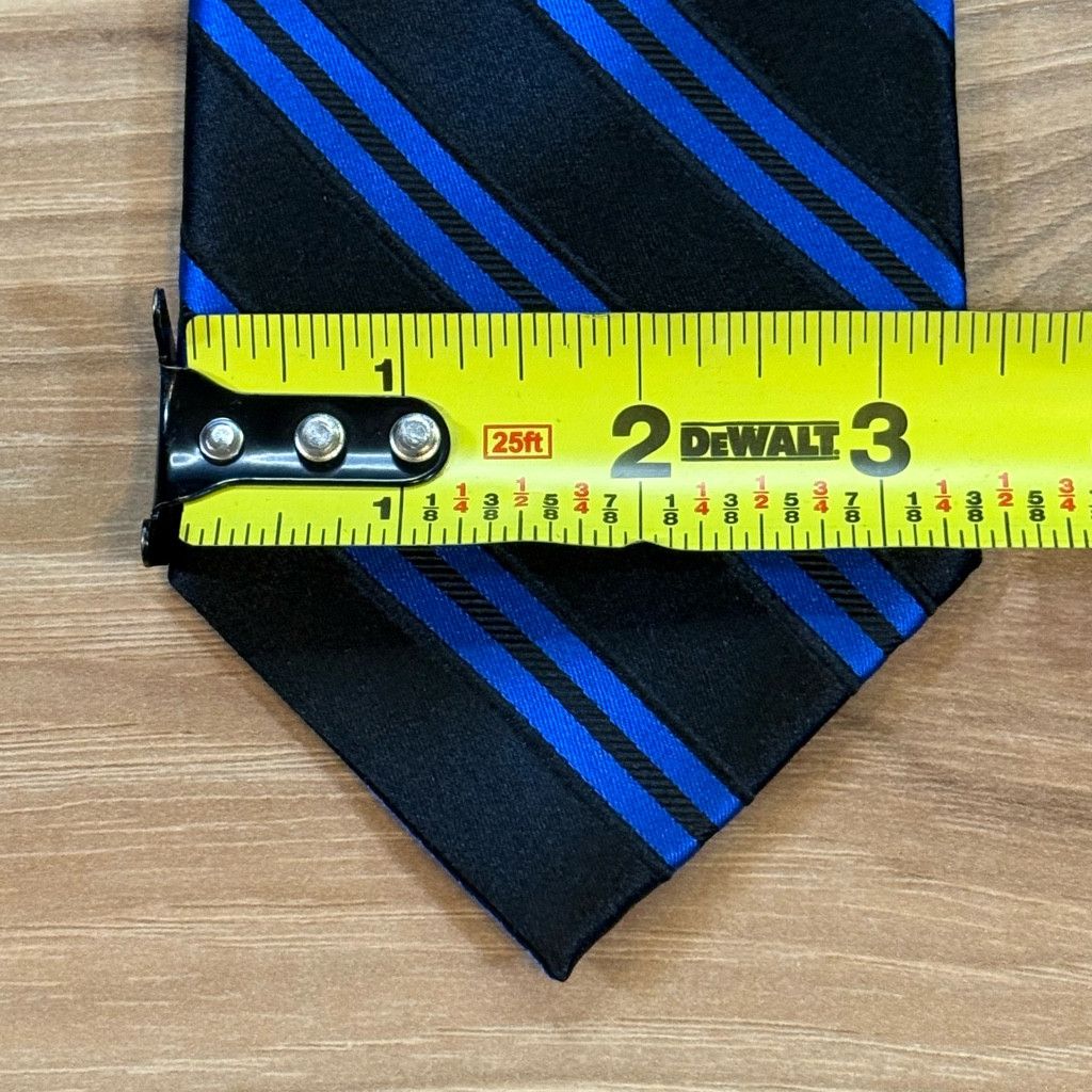 Z Brand Bruno Piattelli Men’s Silk Tie Blue Black Striped 3 3/8” Size 26 - 3 Thumbnail