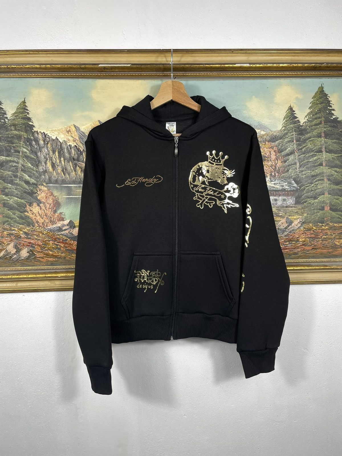 Christian Audigier × Ed Hardy × Vintage Ed Hardy Retro 00s Hoodie Sweatshirt Affliction Grunge Size M / US 6-8 / IT 42-44 - 2 Thumbnail