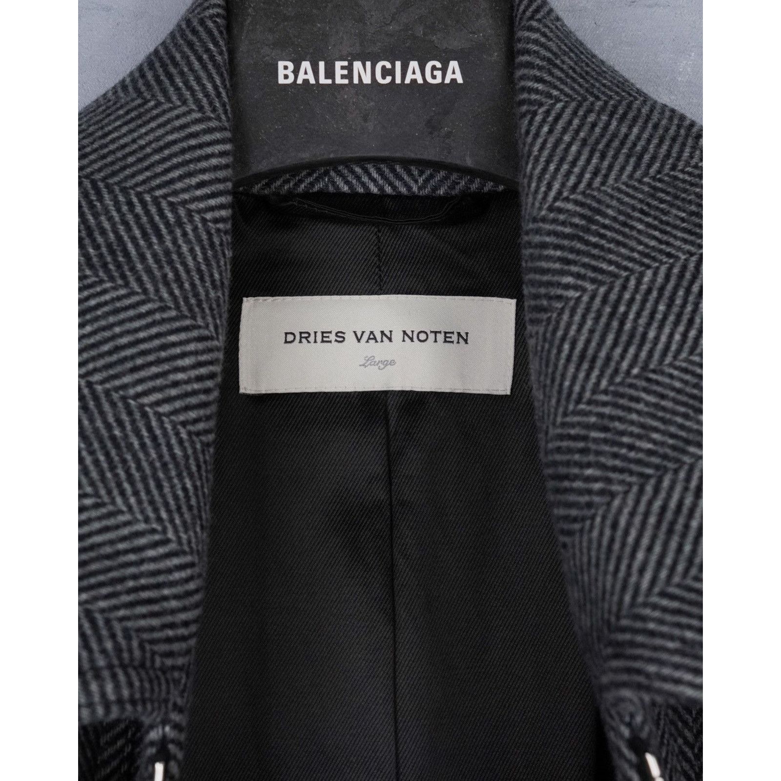 Dries Van Noten Dries van noten herringbone gray wool bomber jacket Size US L / EU 52-54 / 3 - 5 Thumbnail