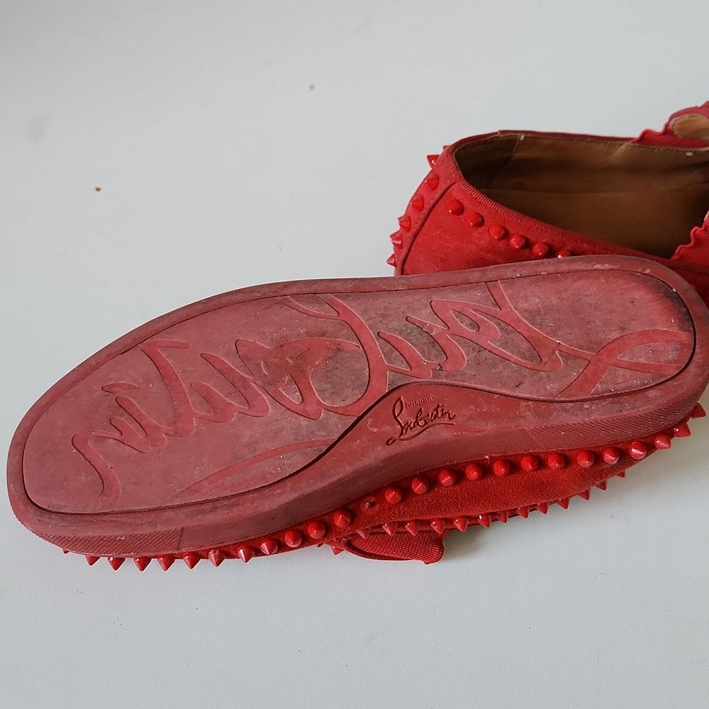 Christian Louboutin CHRISTIAN LOUBOUTIN | Pik Boat Mens Shoes Spike Slipons Red Size US 6.5 / EU 39-40 - 9 Thumbnail