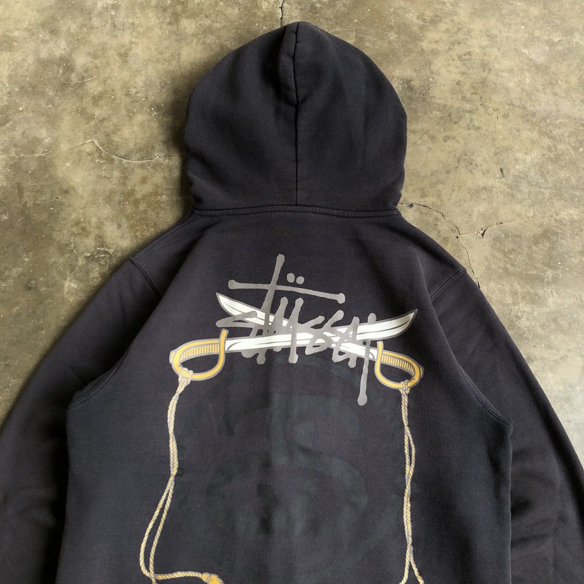Stussy Vintage Trashed Stussy Dagger Rope Logo Ziphoodie Black Size US L / EU 52-54 / 3 - 2 Thumbnail