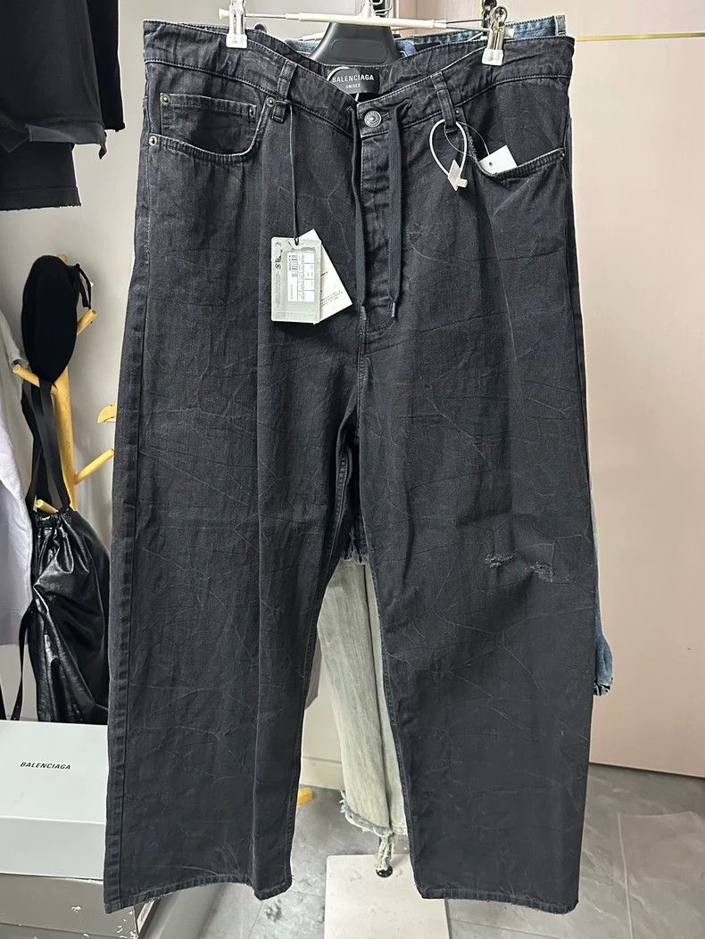 Balenciaga 24 FW drawstring knife cuts destroy Baggy jeans