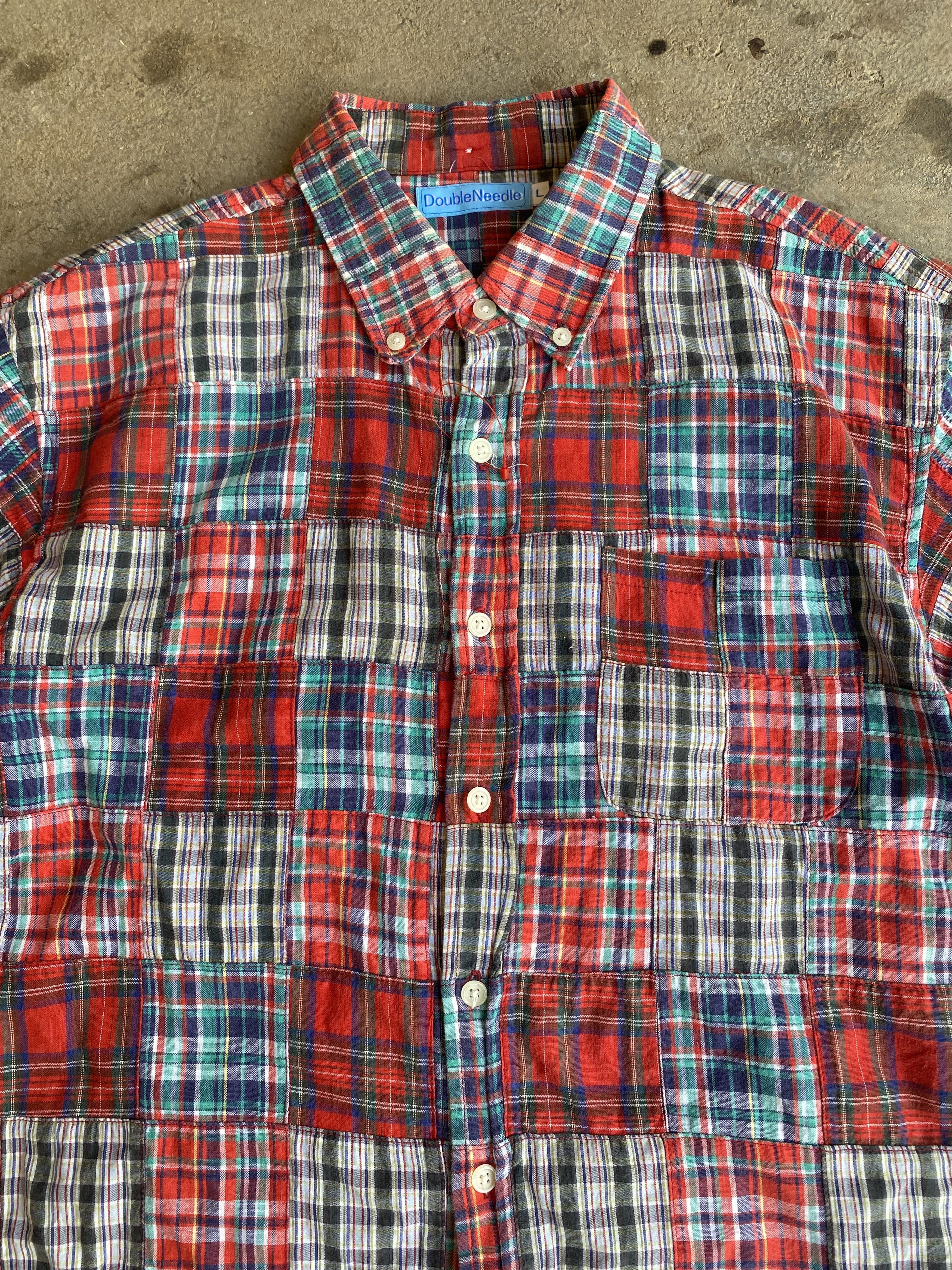 Japanese Brand × Vintage Double Needle patchwork button shirt Size US M / EU 48-50 / 2 - 2 Thumbnail
