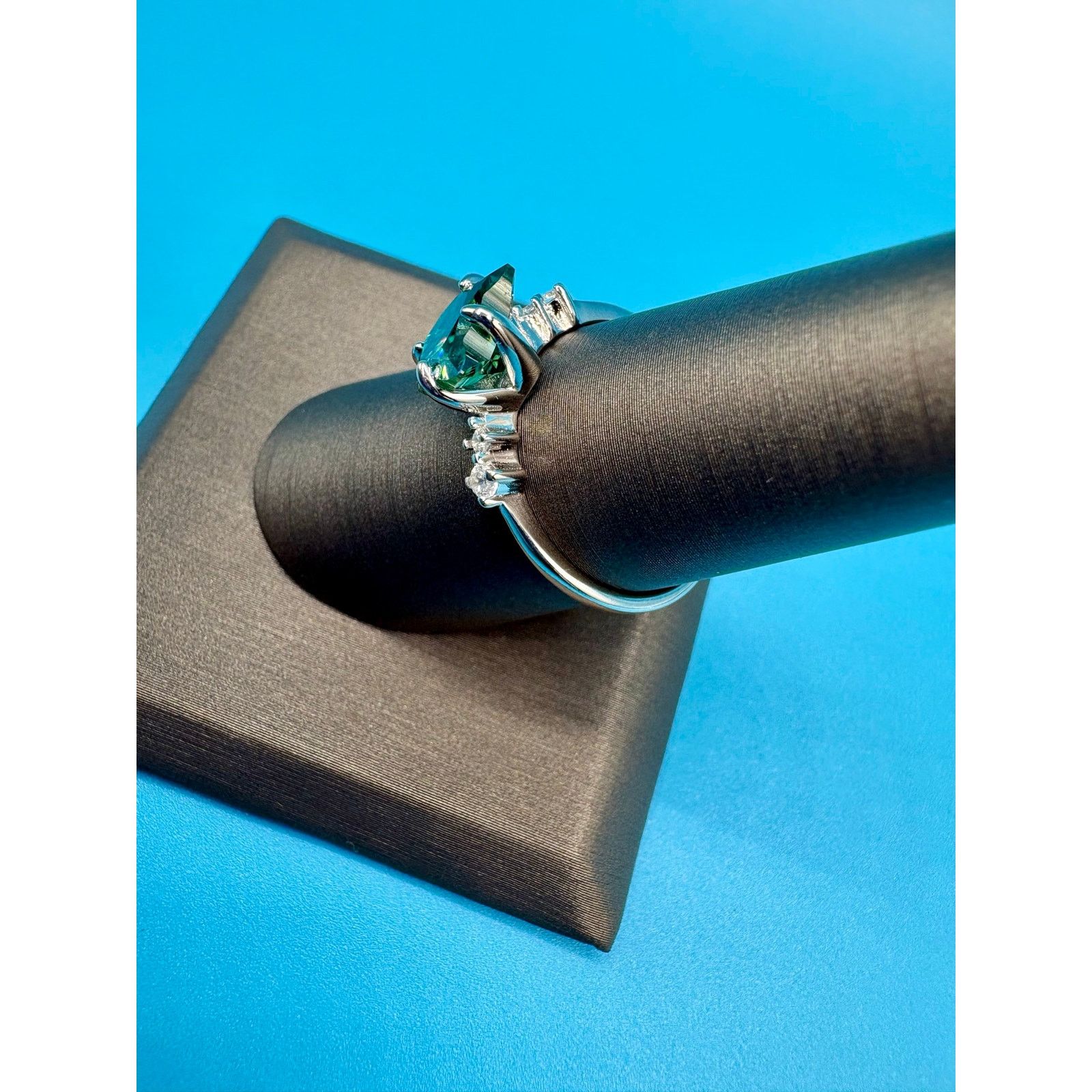 Jewelry 2CTW Cat Tourmaline/White Moissanite Sterling Silver - 7.75 Size ONE SIZE - 6 Thumbnail