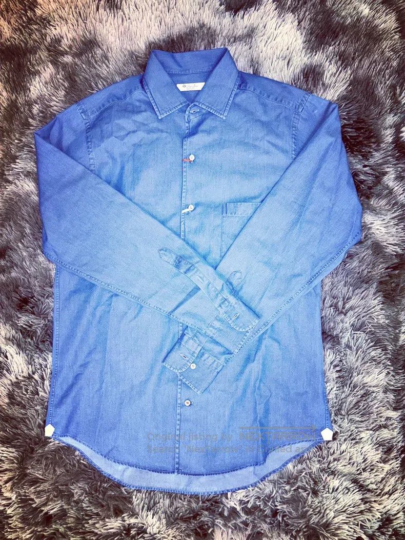 Loro Piana Loro Piana Blue Pure Cotton Shirt Size US S / EU 44-46 / 1 - 1 Thumbnail