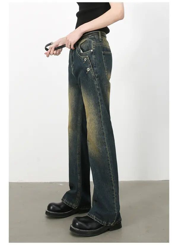 Japanese Brand Masuda x Kumi Retro button men's washed loose flared jeans Size US 34 / EU 50 - 6 Thumbnail