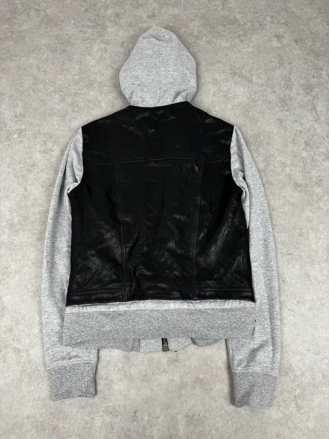 Balmain SS2019 Balmain Sample Grey & Black Horpist Leather Zip-Up Hooded Jacket Size US S / EU 44-46 / 1 - 5 Thumbnail