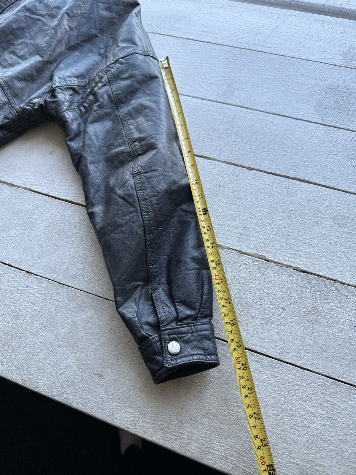 Other 🚨VNTG LEATHER JACKET AVANT GARDE ASYMMETRICAL DARK BLUE/GRAY Size US M / EU 48-50 / 2 - 17 Thumbnail