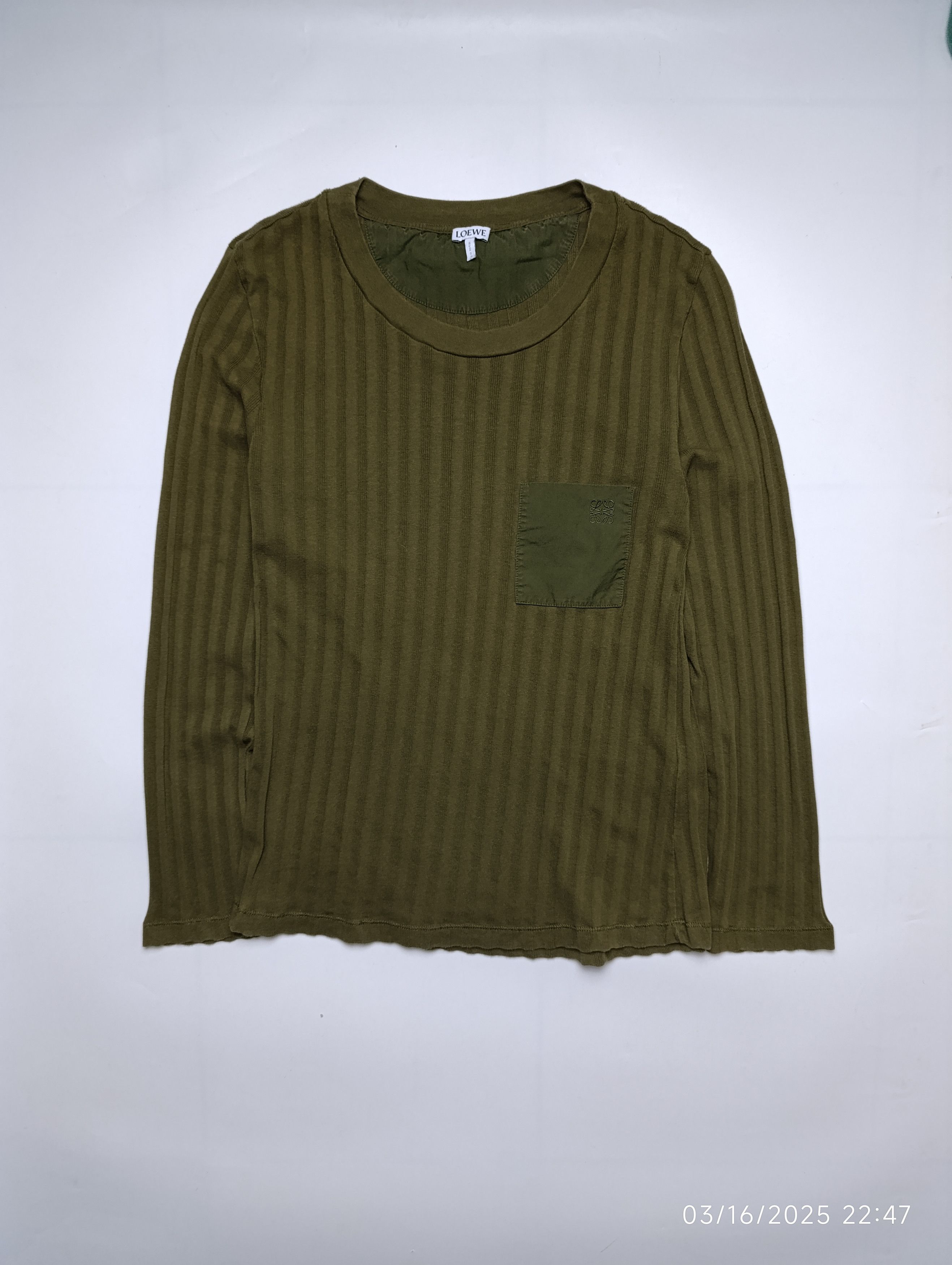 Loewe LOEWE ANAGRAM POCKET RIB-KNIT IN KHAKI GREEN Size M / US 6-8 / IT 42-44 - 1 Thumbnail