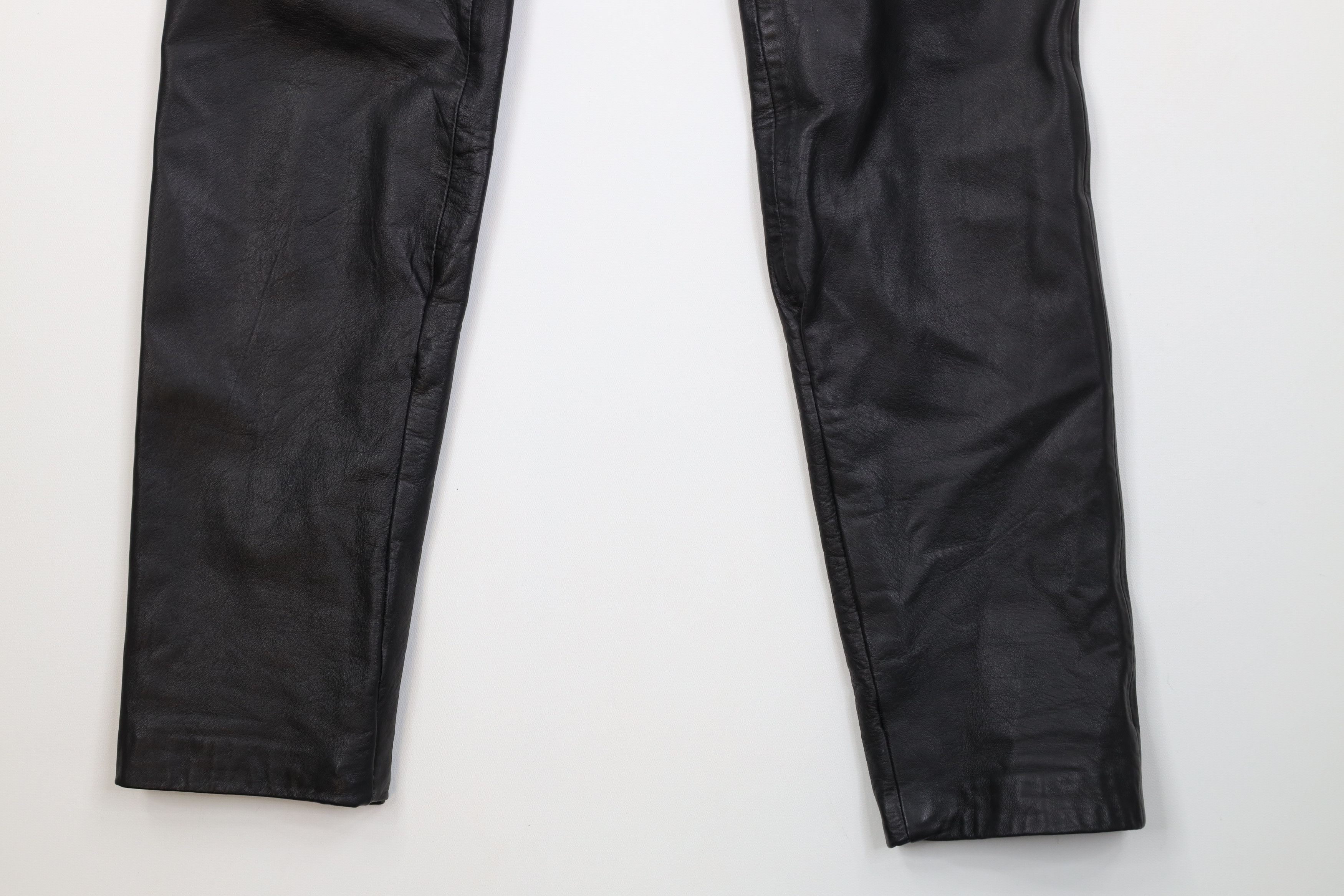 Vintage Vintage 90s Streetwear Straight Leg Leather Pants Black Size 26" / US 2 / IT 38 - 4 Thumbnail