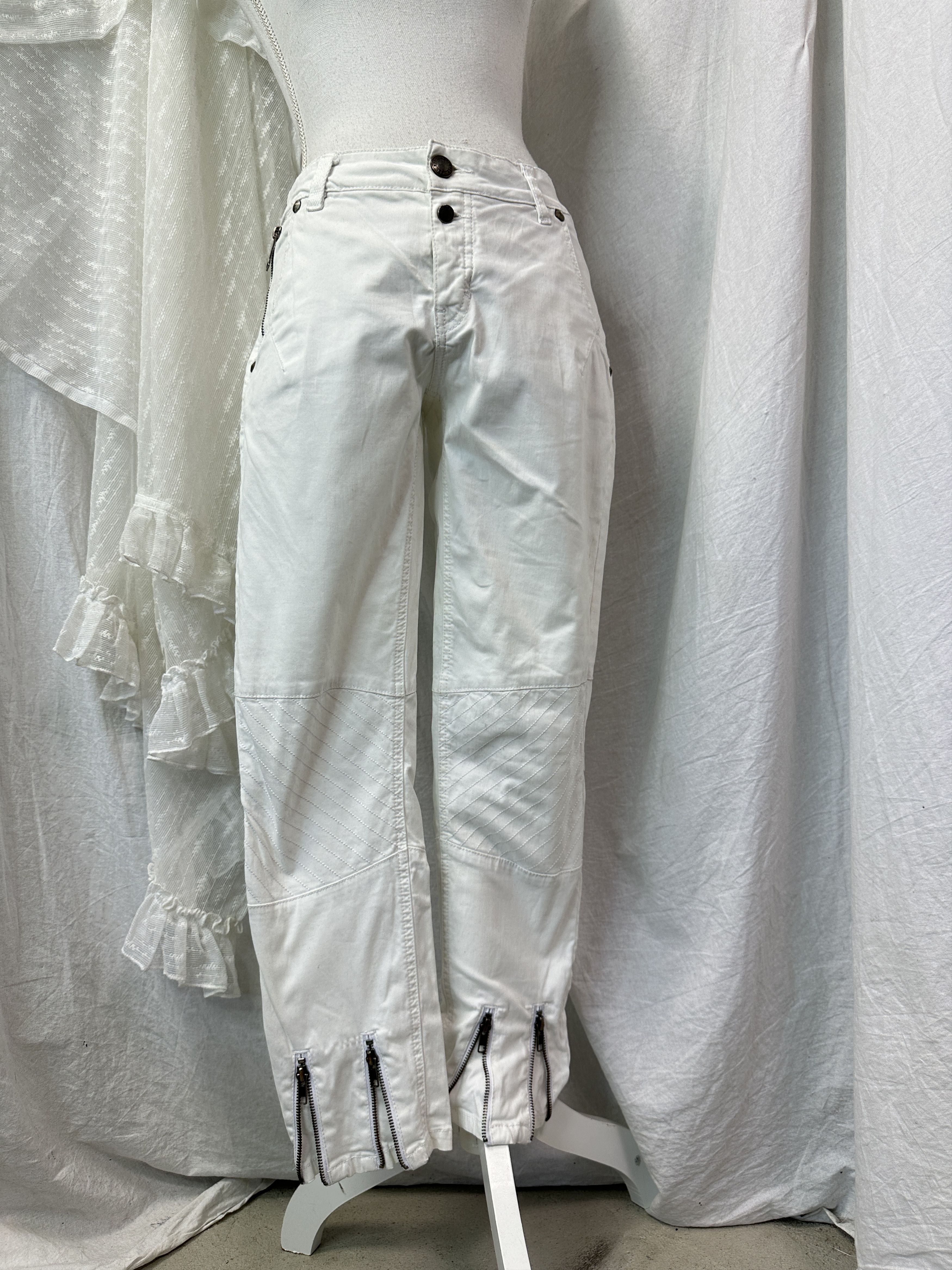 Vintage Vintage Avant Garde Grunge Zippers Skinny Capri Pants Y2K Size 24" / US 00 / IT 34 - 1 Thumbnail