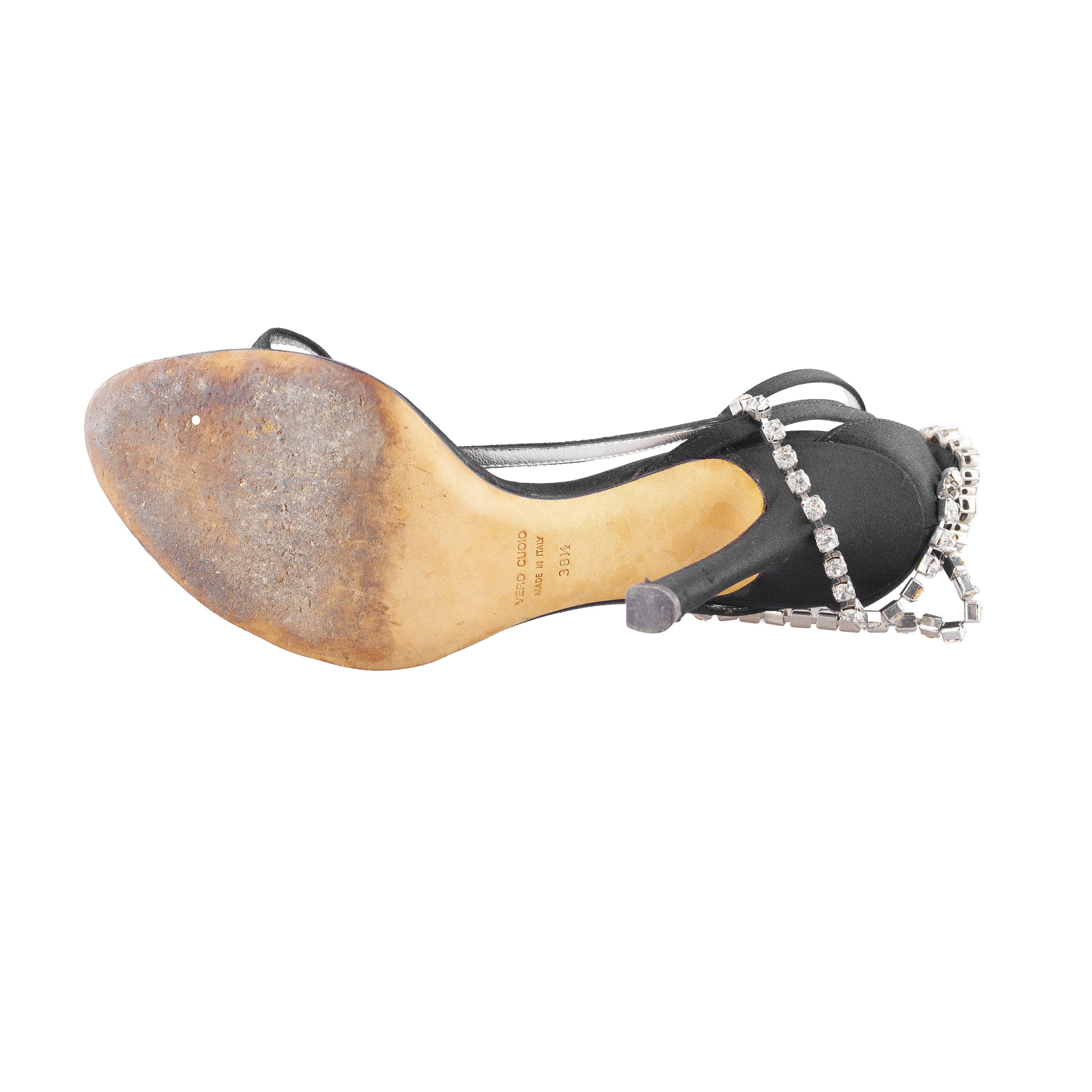 Dsquared2 DSQUARED2 2015 “Queen Mary” Jeweled Black Sandal Heels Size US 7.5 / IT 37.5 - 10 Thumbnail