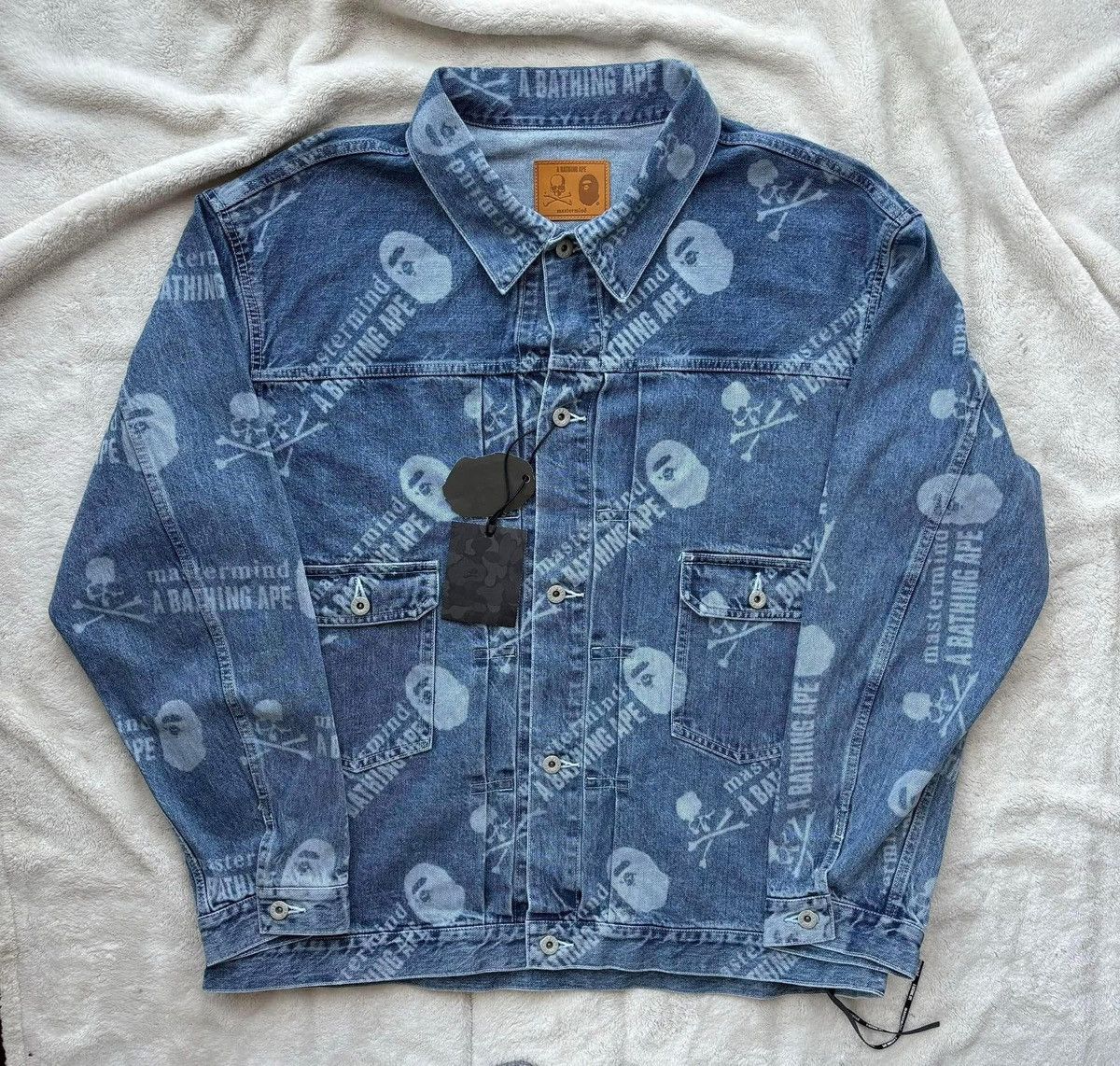Bape Bape x Mastermind Washed Denim Jacket Size US XXL / EU 58 / 5 - 1 Thumbnail