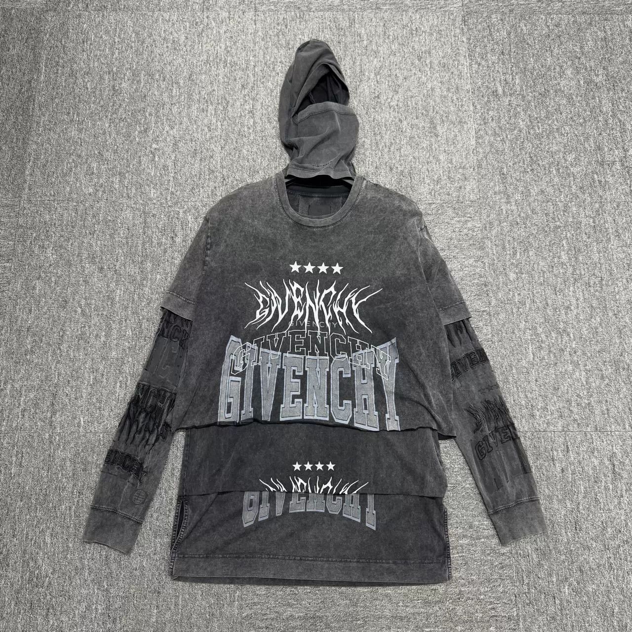 Givenchy Givenchy Washed Distressed Layered Hooded Shirt Size US M / EU 48-50 / 2 - 1 Thumbnail