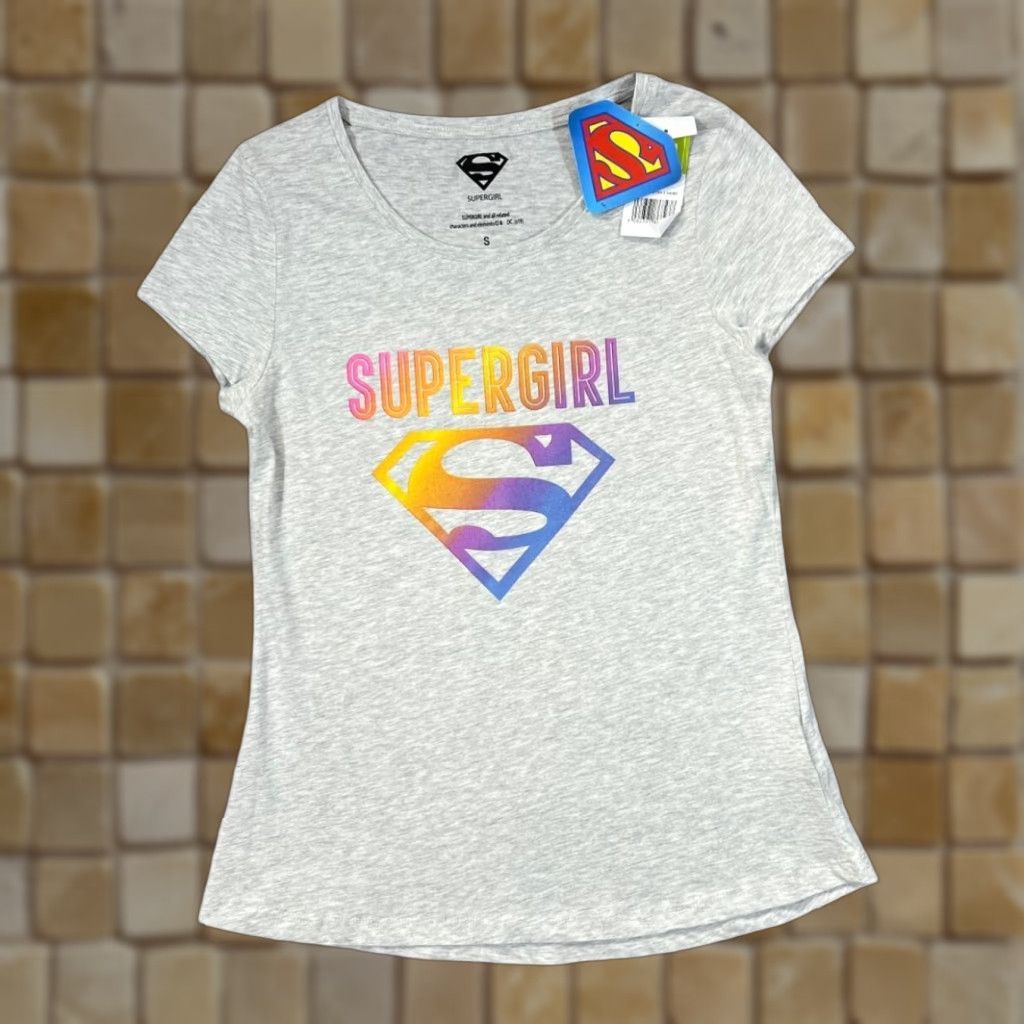DC Comics DC Comics SUPERGIRL Graphic Wide Neck T-Shirt Womens Small Grey Short Sleeve Graphic logo spellout print 90s style Womens Size S / US 4 / IT 40 - 1 Thumbnail