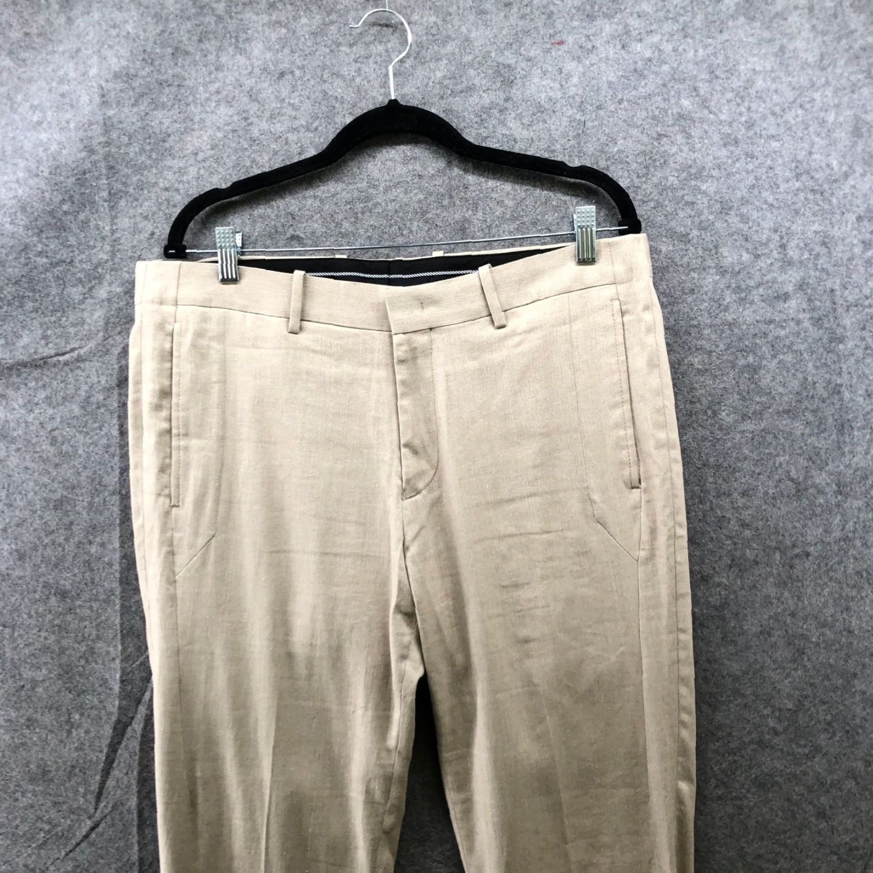 Calibre Calibre Linen Blend Dress Pants Mens 34x33 Beige Flat Front Slim Straight Pants Size US 34 / EU 50 - 3 Thumbnail