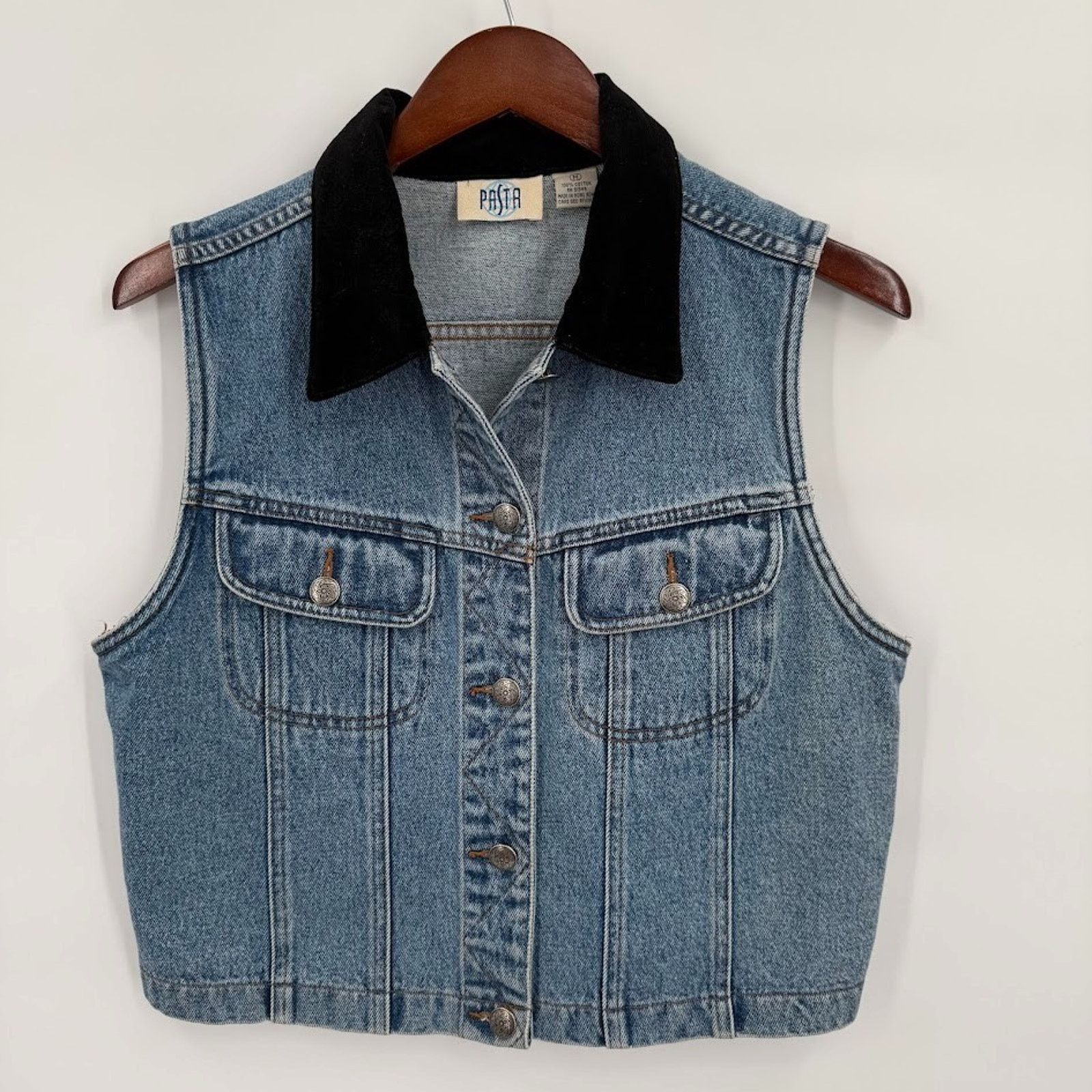 & Other Stories Vintage PASTA Denim Vest Womens Medium Blue JeanWestern 90s Size M / US 6-8 / IT 42-44 - 1 Thumbnail