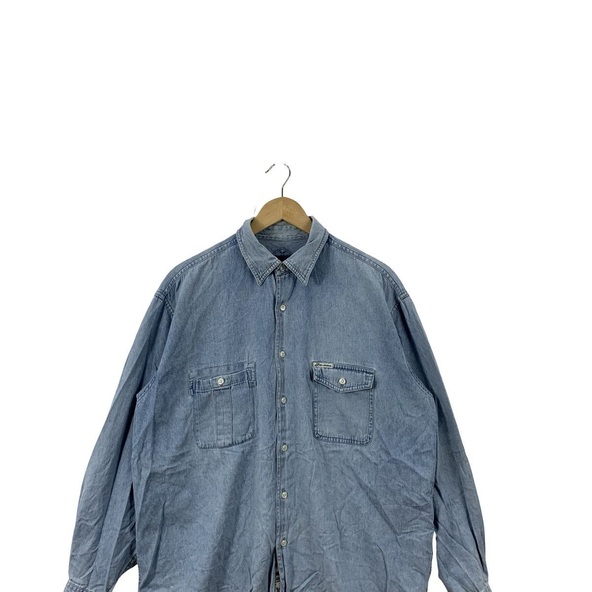 Mr. Junko Vintage Mr.JUNKO Light Wash Denim Work Shirt Button Up Size US L / EU 52-54 / 3 - 2 Thumbnail