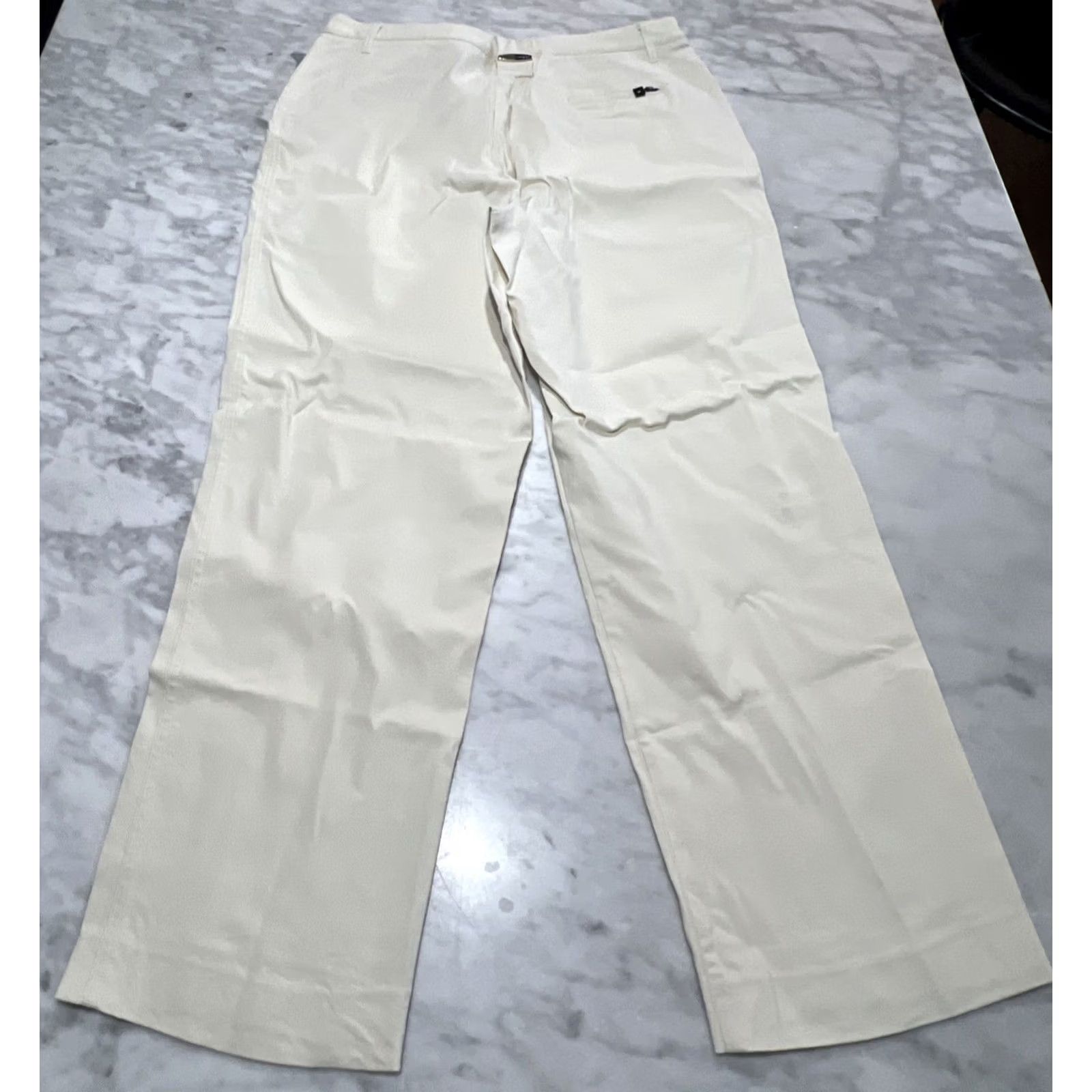 Vintage Jamie Sadock Pant Women 14 Stretch Straight Leg Ivory Golf Pockets Rayon Spandex Size 36" / US 14 / IT 50 - 3 Thumbnail