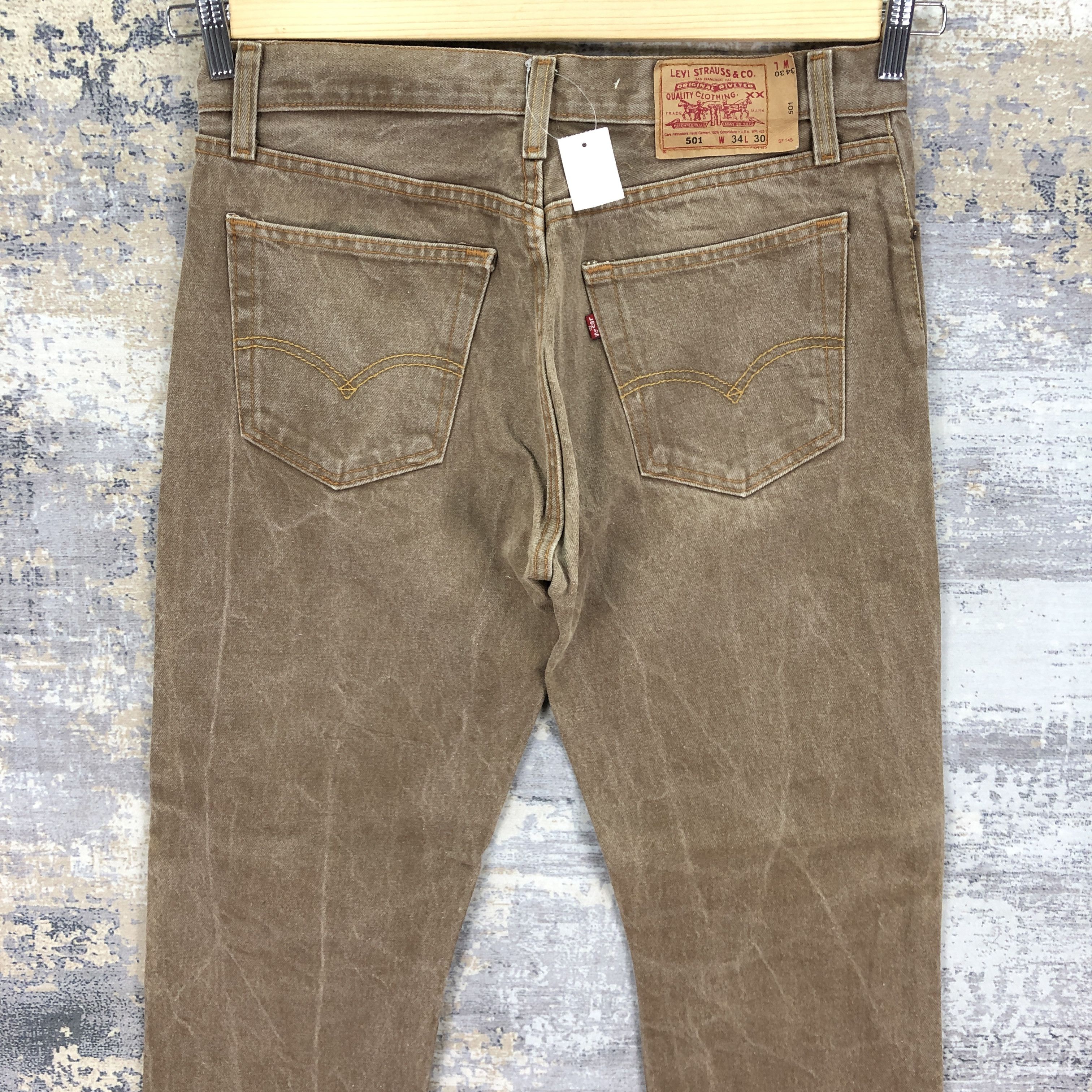 Levi's Vintage 90s Levis 501 Brown Jeans Levi's Faded Denim Size US 34 / EU 50 - 4 Thumbnail