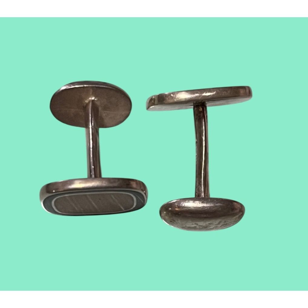 Other Sterling Silver & Enamel Cufflinks With Geometric Amber-Colo Size ONE SIZE - 6 Thumbnail