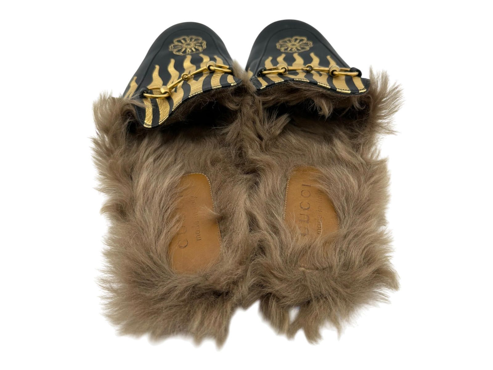 Gucci Gucci Princetown Black Gold Fur Slippers UK 10 Used Size US 10 / EU 43 - 4 Thumbnail