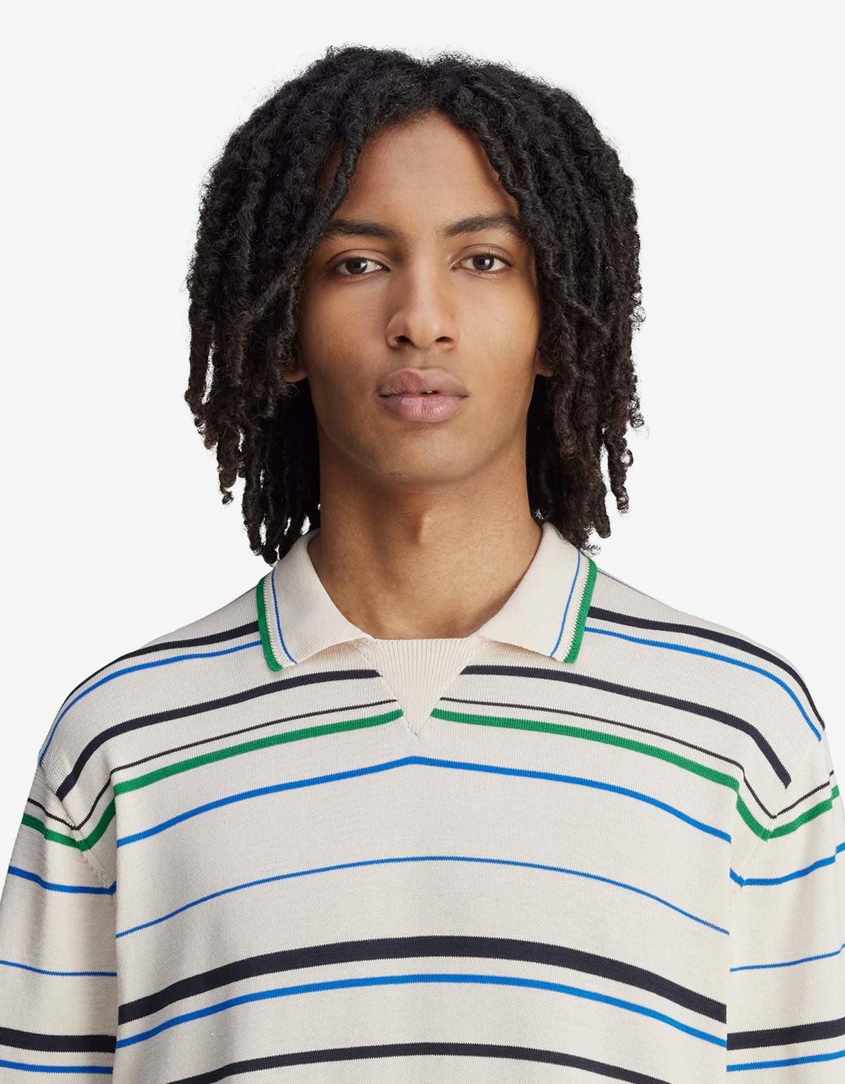 Adidas Wales Bonner x Adidas Wonder White Stripe Knit Polo Shirt Size US L / EU 52-54 / 3 - 4 Thumbnail