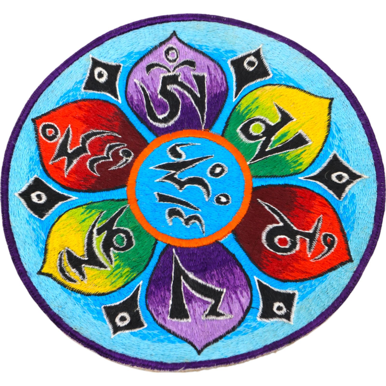 Other Om Mani Padme Hum Chakra Lotus Petals 8" Embroidery Patch Size ONE SIZE - 1 Thumbnail
