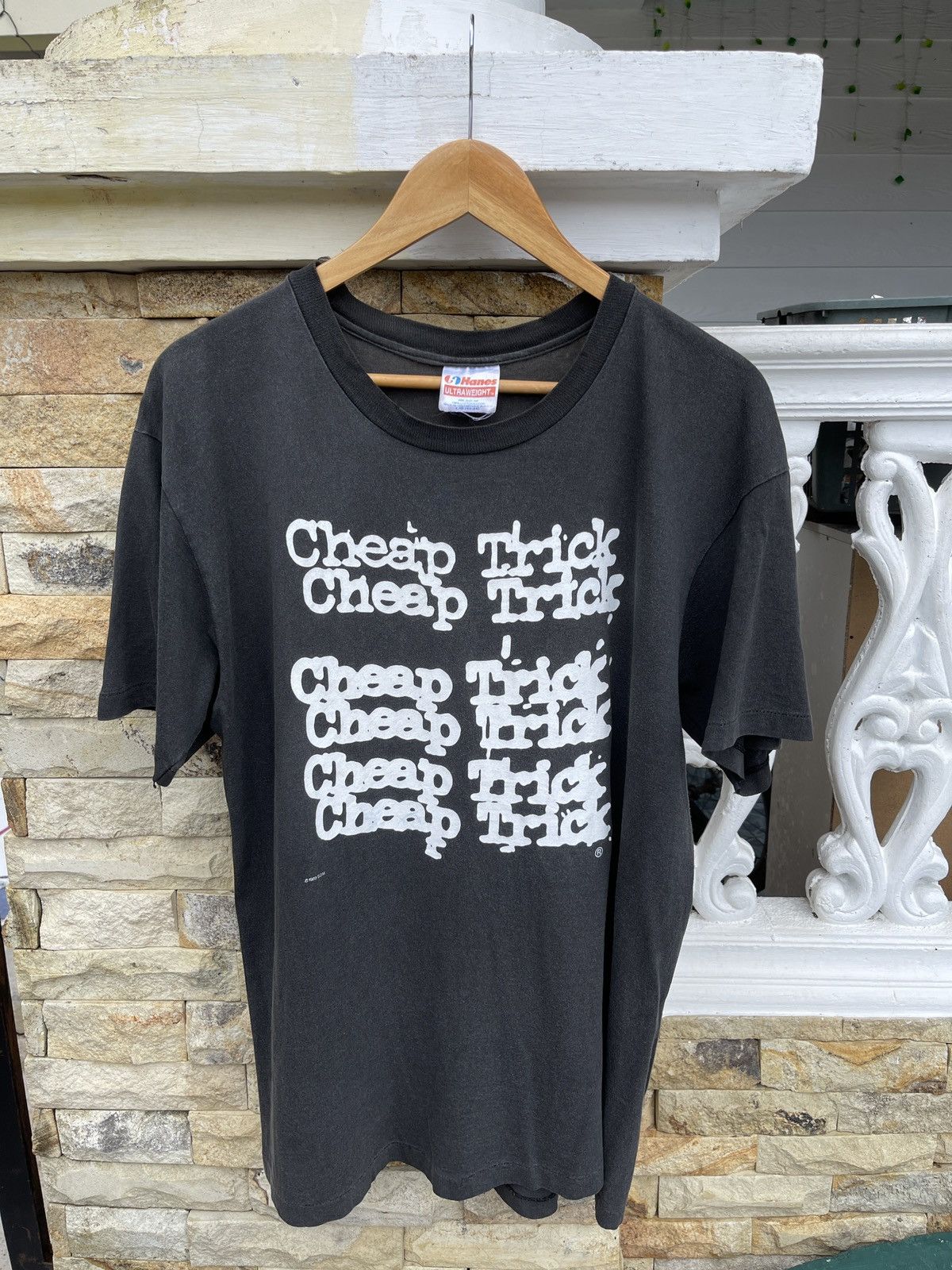 image of Band Tees x Tour Tee VTG 80's Sun Faded Cheap Trick Promo Tee in Faded Black, Men's (Size Large)