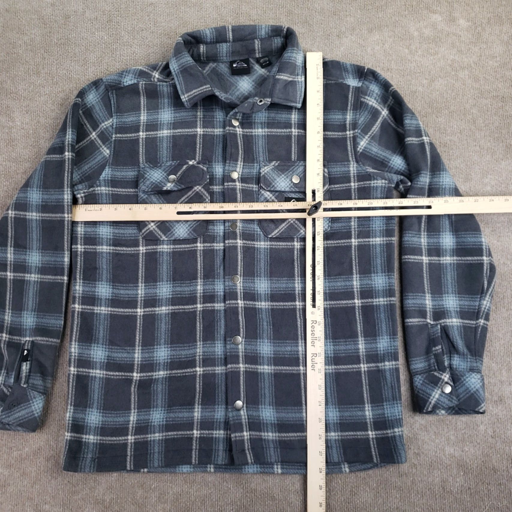 Quiksilver Quiksilver Mens Fleece Bomber Jacket Small Gray Blue Snap Front Zip Pockets Hiking Walking Outerwear Size US S / EU 44-46 / 1 - 2 Thumbnail