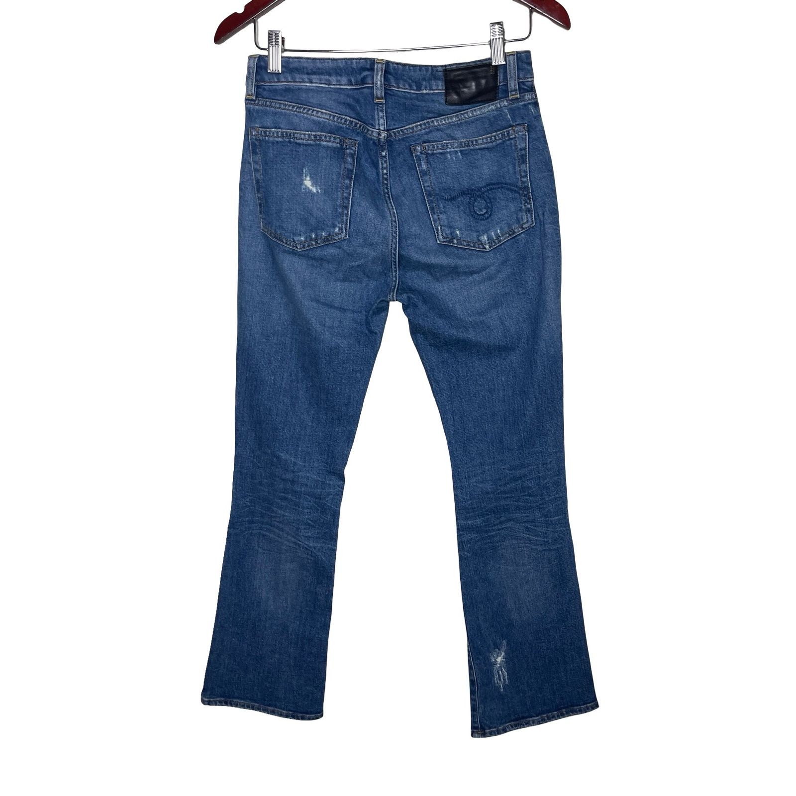 R13 R13 Blue Distressed Kick Flare Cro Jeans Sz 27 Size 27" / US 4 / IT 40 - 2 Thumbnail