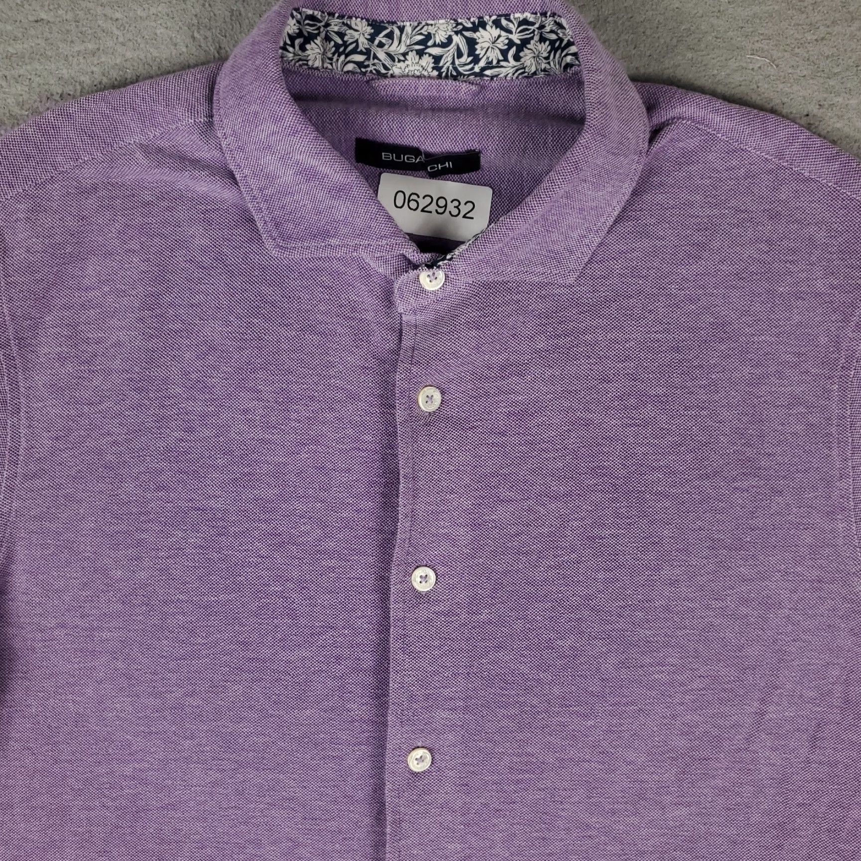 BUGATCHI VINTAGE Bugatchi Uomo Men's Short Sleeve Button-Up Shirt Large Purple Cotton Knit Casual Office Party Size US L / EU 52-54 / 3 - 2 Thumbnail